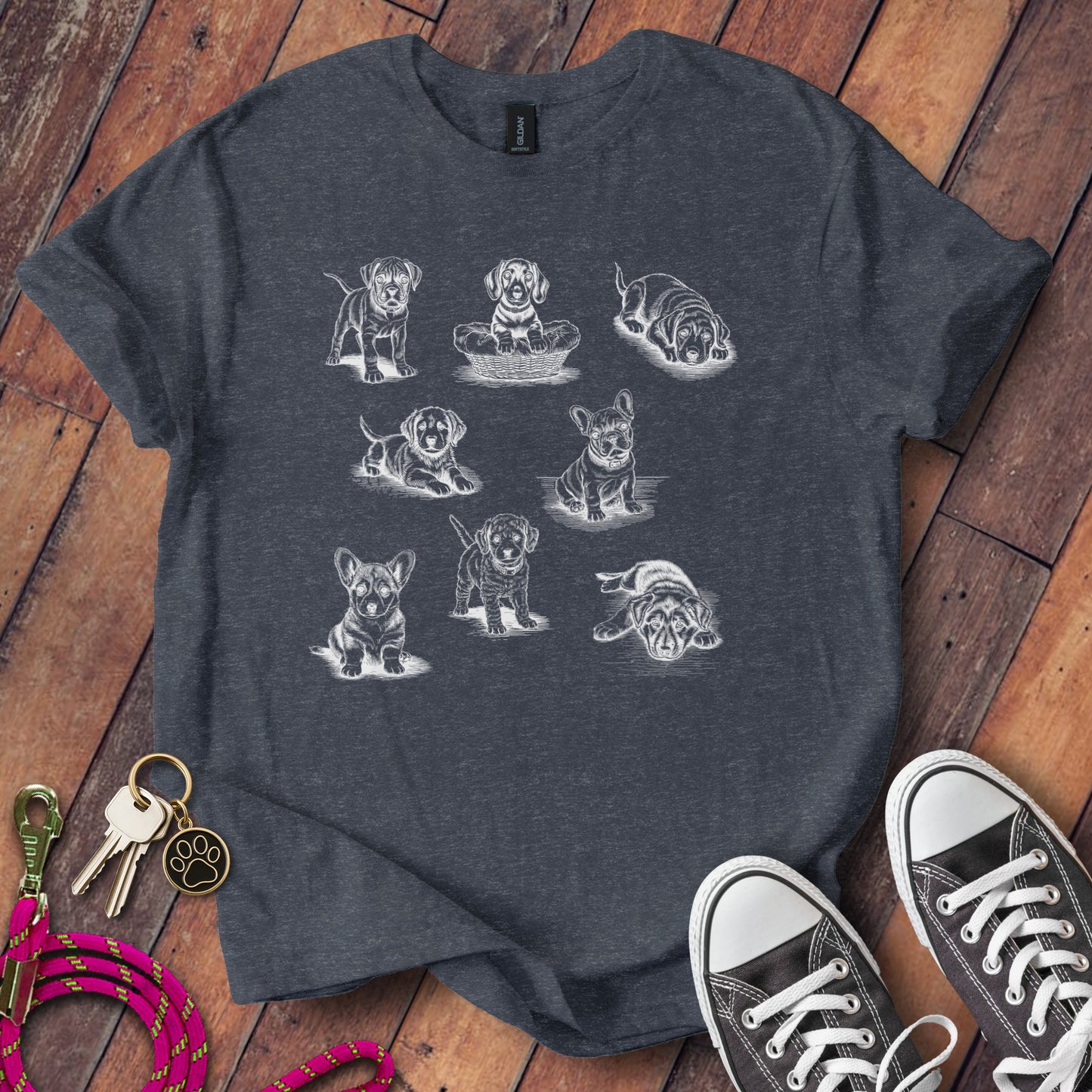 Adorable Sketches of Puppies on a Stylish Shirt product type