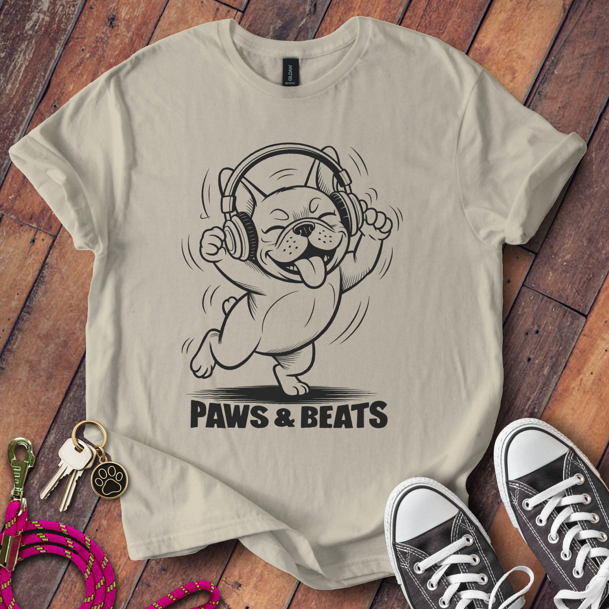 Paws and Beats T-Shirt Cute Dog Design Product Type