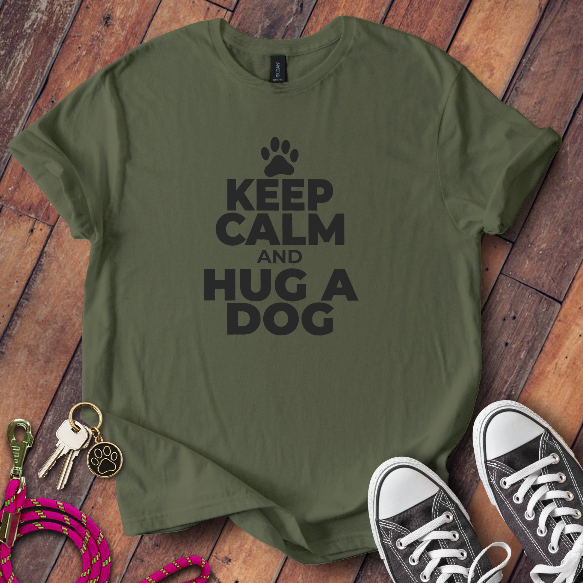 Keep Calm and Hug a Dog T-Shirt graphic product type