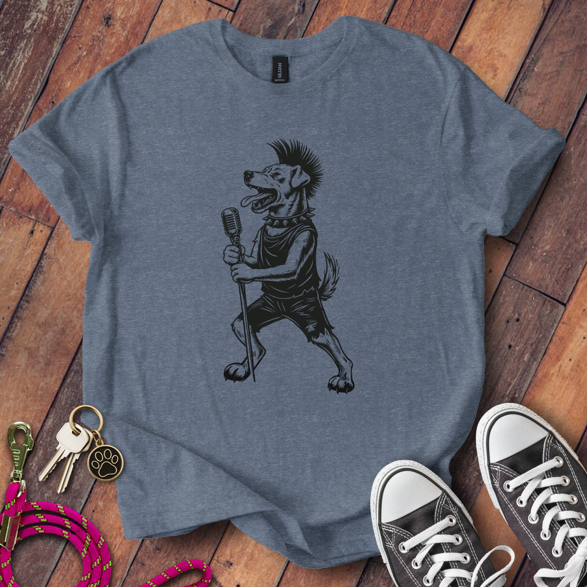 Punk Rock Singing Dog Graphic Tee Shirt product