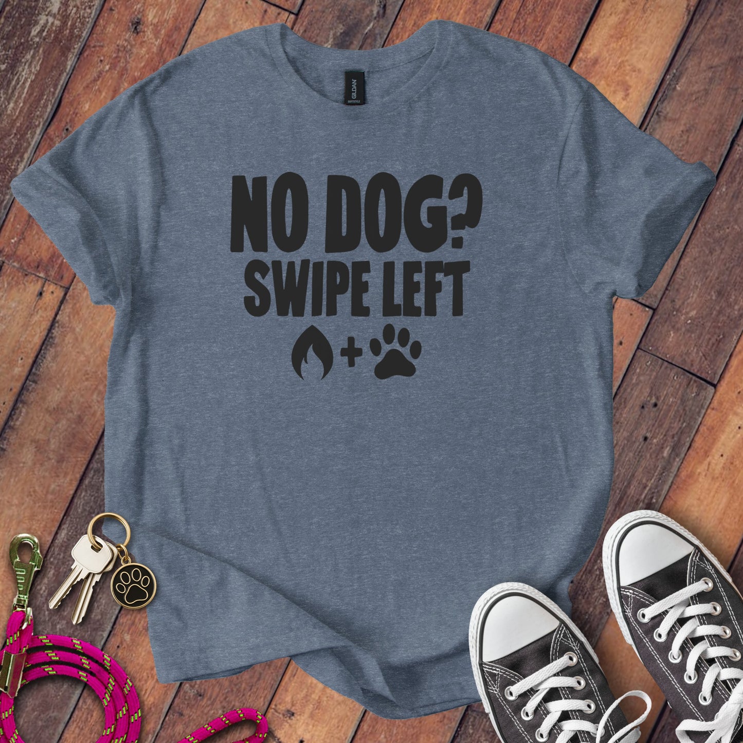 Funny No Dog Swipe Left Slogan Graphic Tee product type