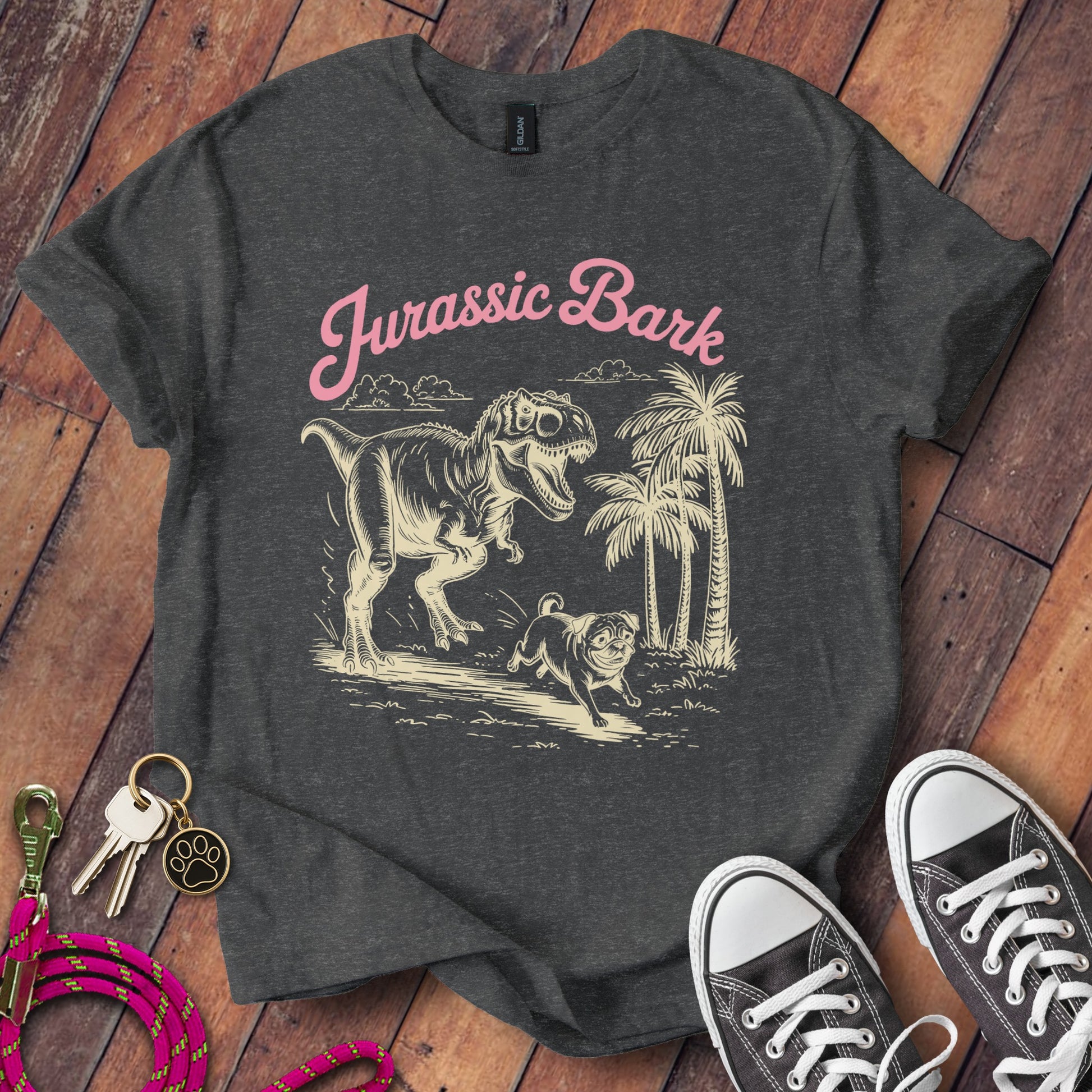 Jurassic Bark T-Rex and Dog T-Shirt Casual Fun Product