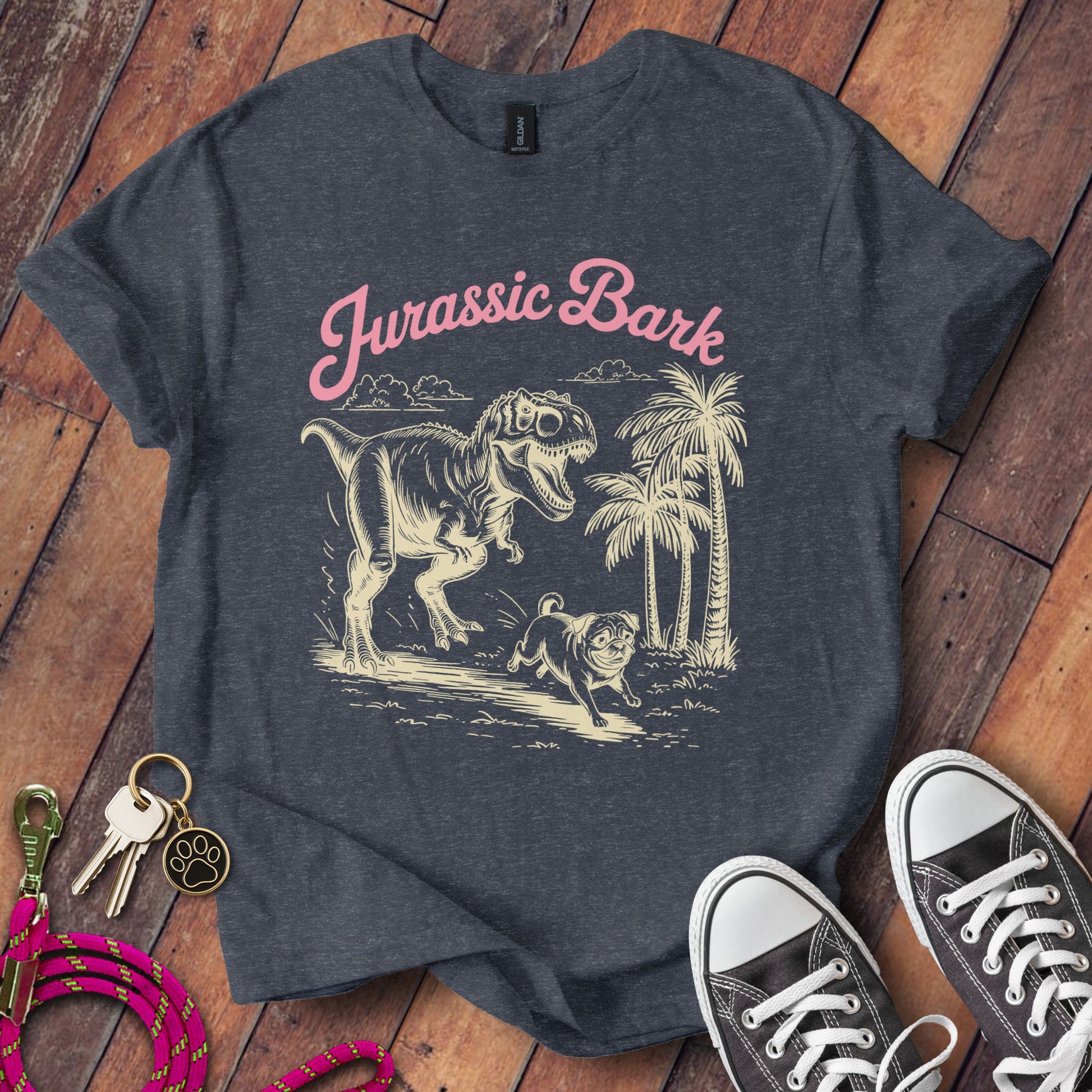 Jurassic Bark Dinosaur and Dog Graphic T-Shirt product