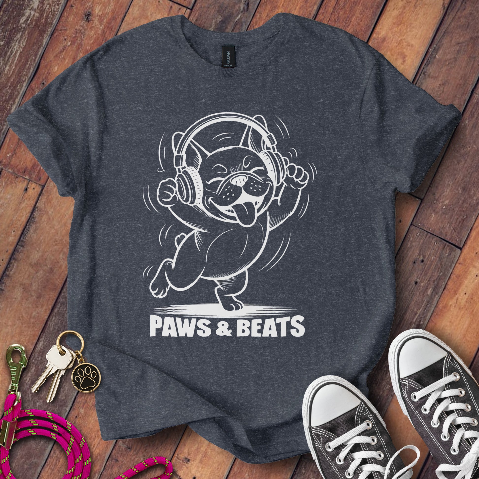 Paws and Beats Dog with Headphones T-Shirt product type