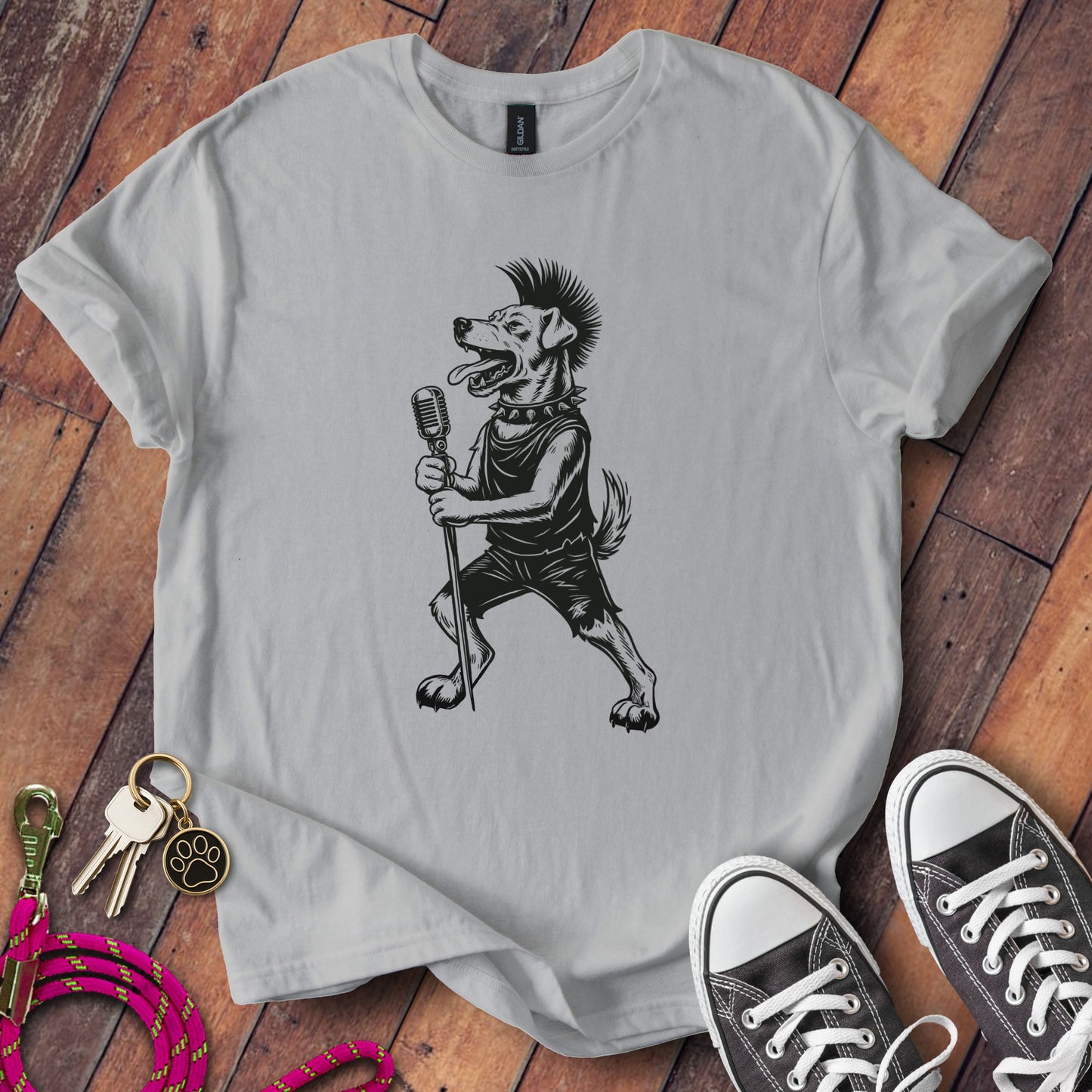 Punk Rock Dog Singing Graphic T-shirt product