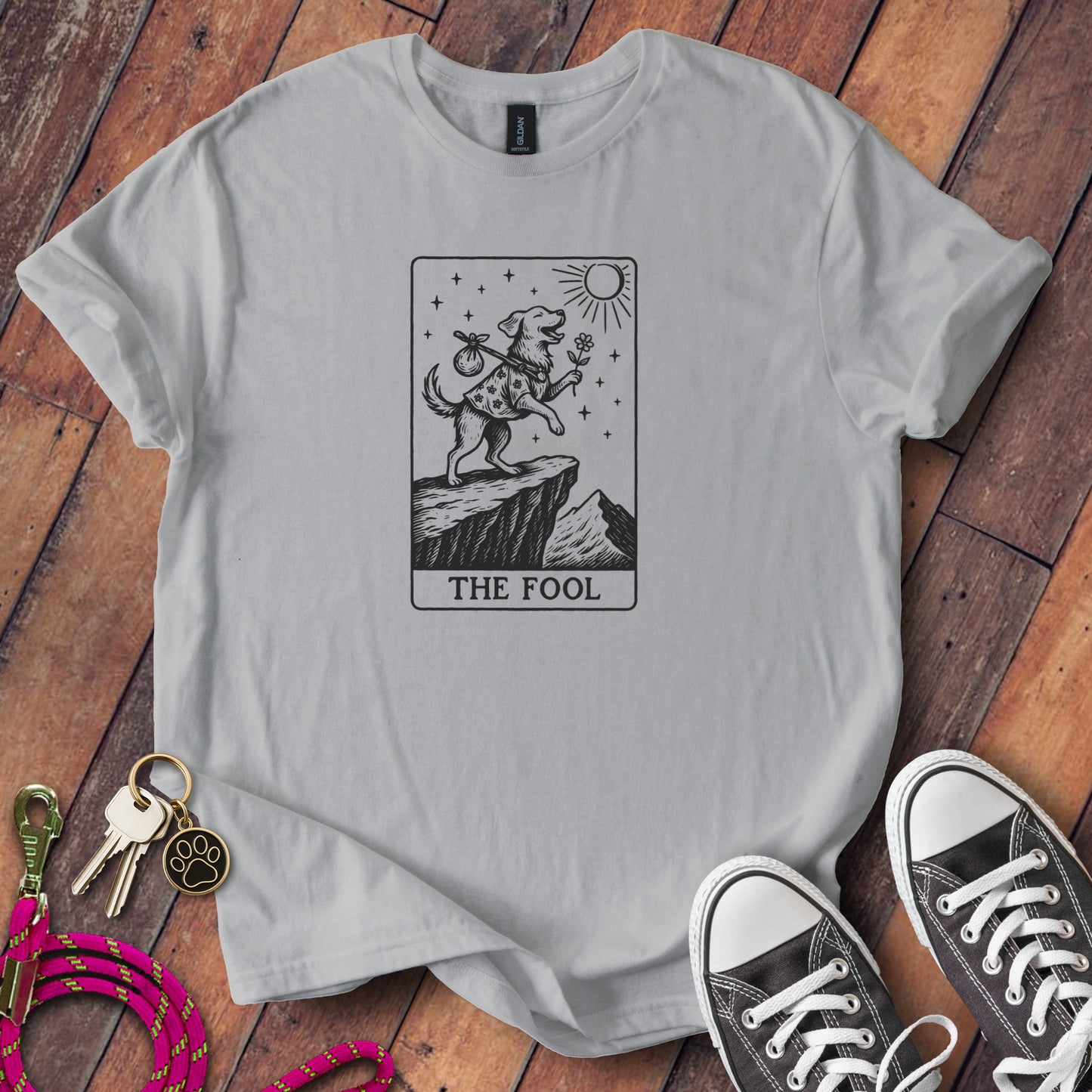 The Fool Tarot Dog Graphic Tee Shirt product