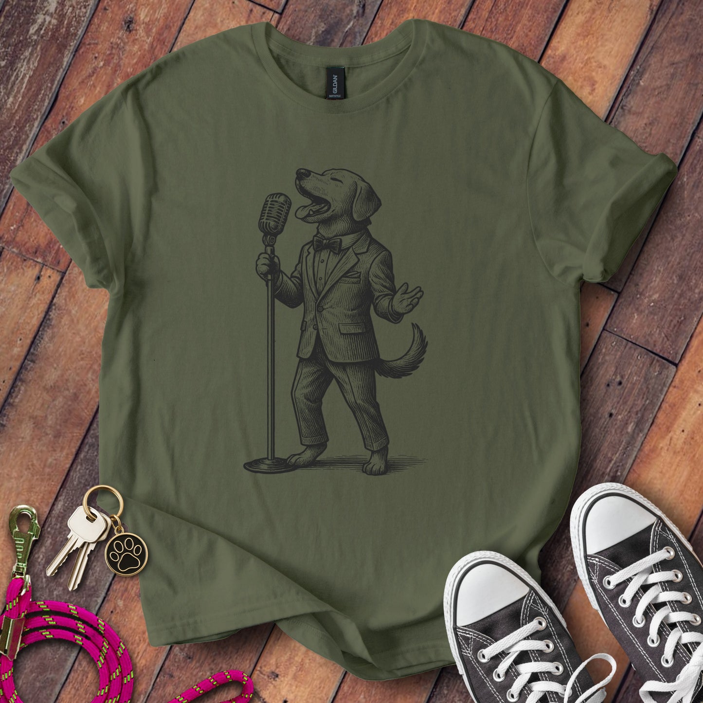 Singing Dog in Suit Graphic Tee shirt product type