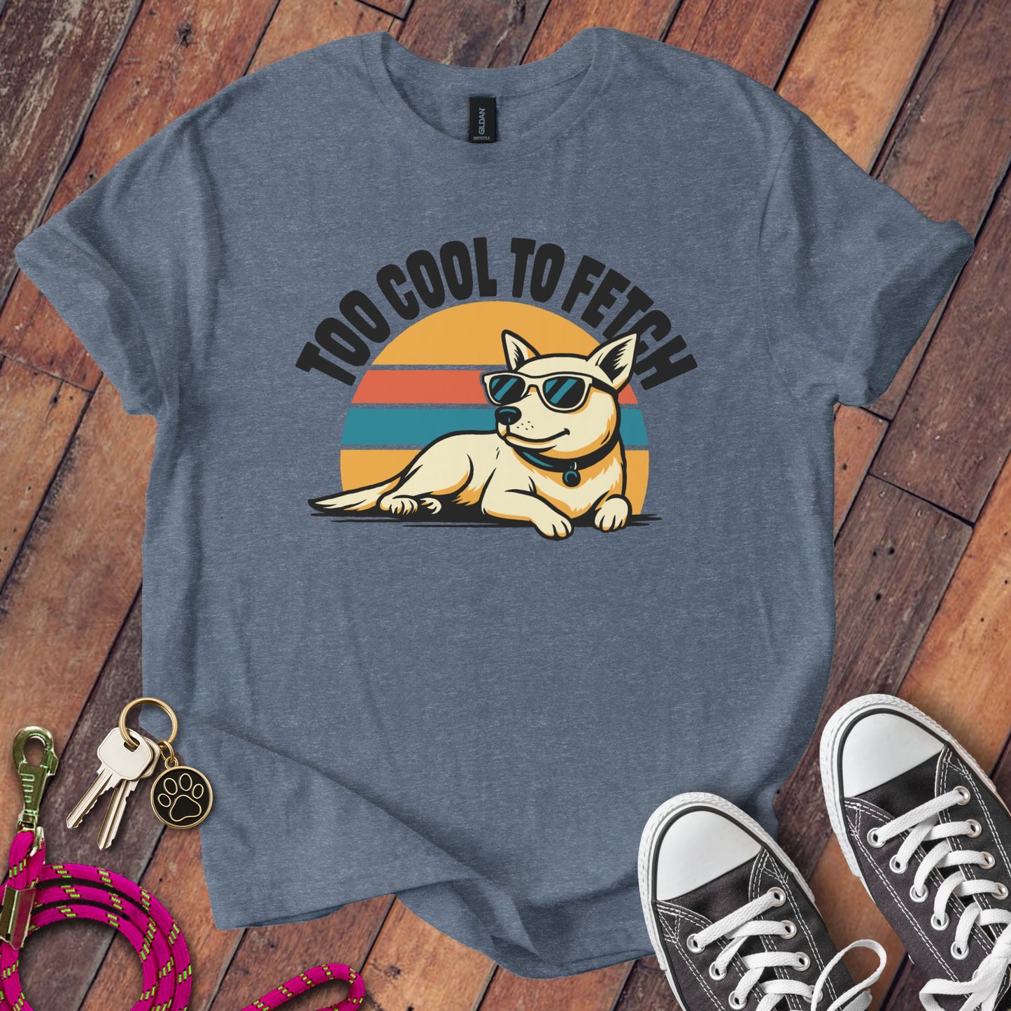 Too Cool to Fetch Dog with Sunglasses Graphic T-Shirt Product