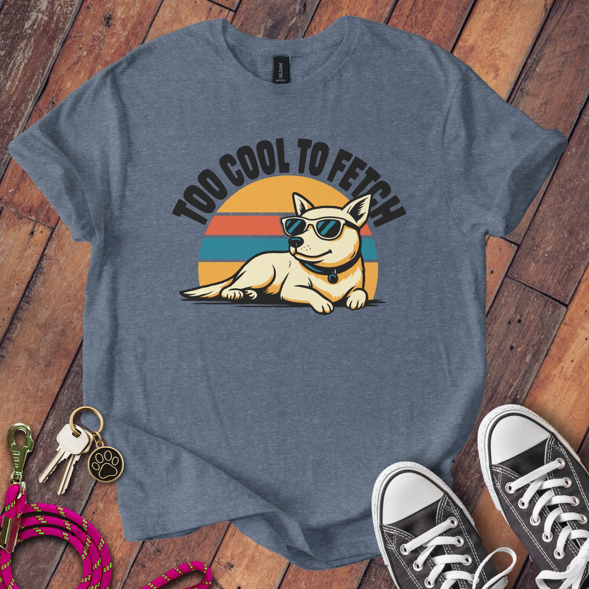 Too Cool to Fetch Dog with Sunglasses Graphic T-Shirt Product
