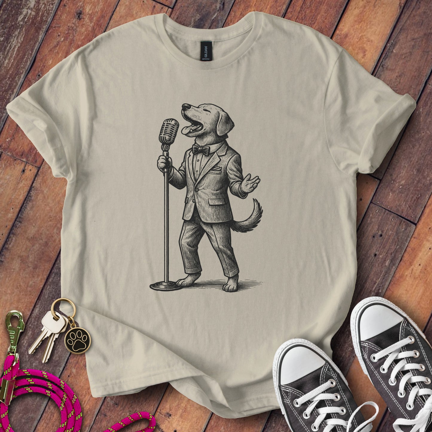 Singing Dog in Suit Graphic T-shirt product type
