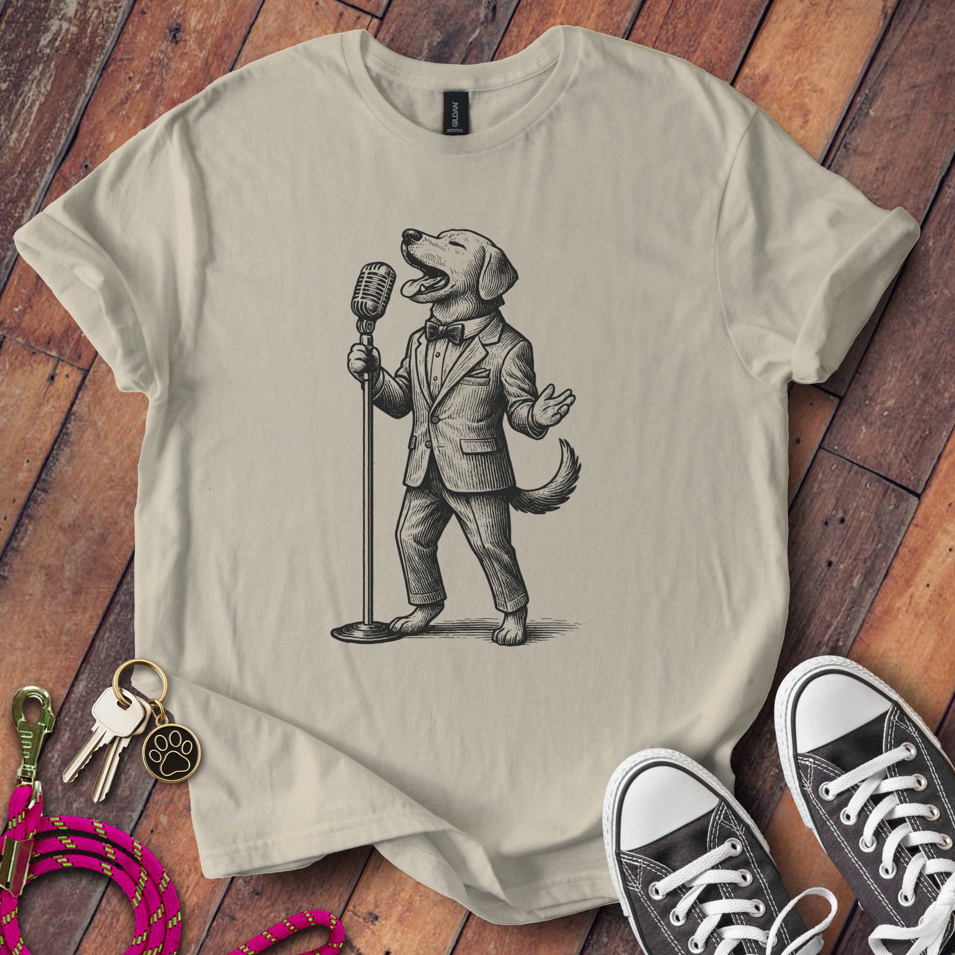 Singing Dog in Suit Graphic T-shirt product type