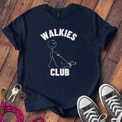 Walkies Club Stick Figure Dog Walking T-Shirt product