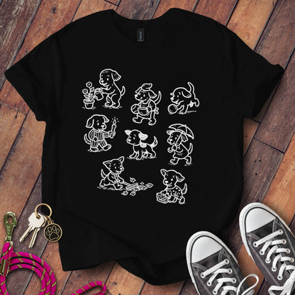 Cute Cartoon Dogs Doing Various Activities Shirt product type