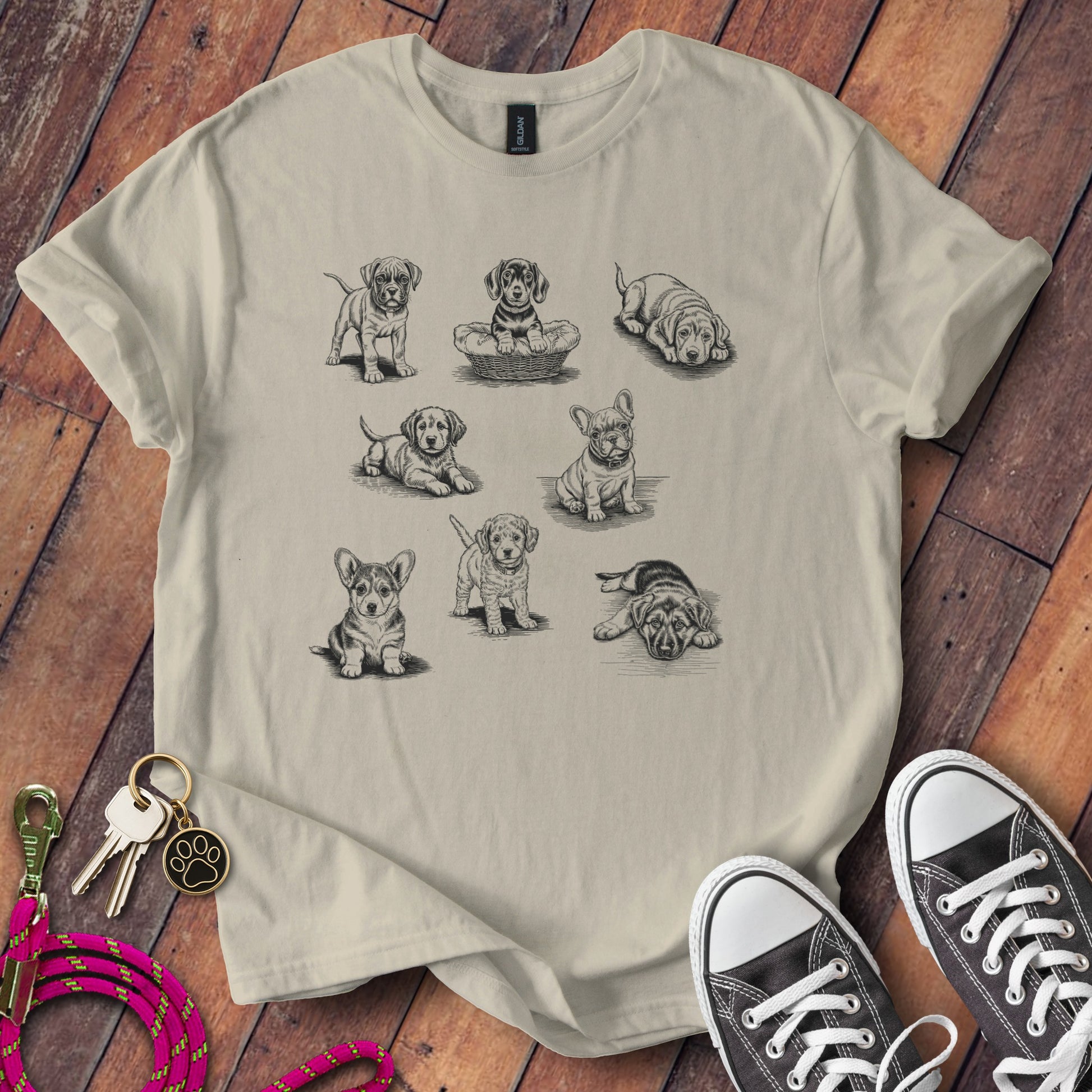 Cute Cartoon Dogs Graphic Print Shirt product type