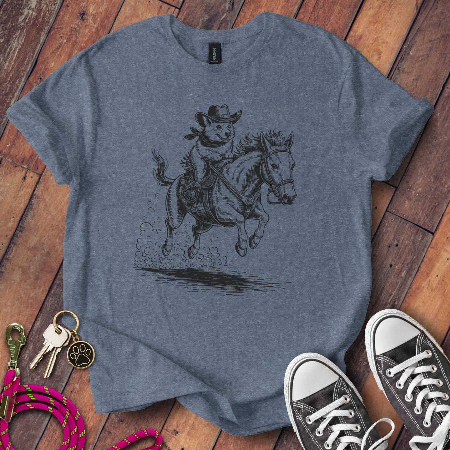 Cowboy Dog Riding Horse Graphic T-Shirt product