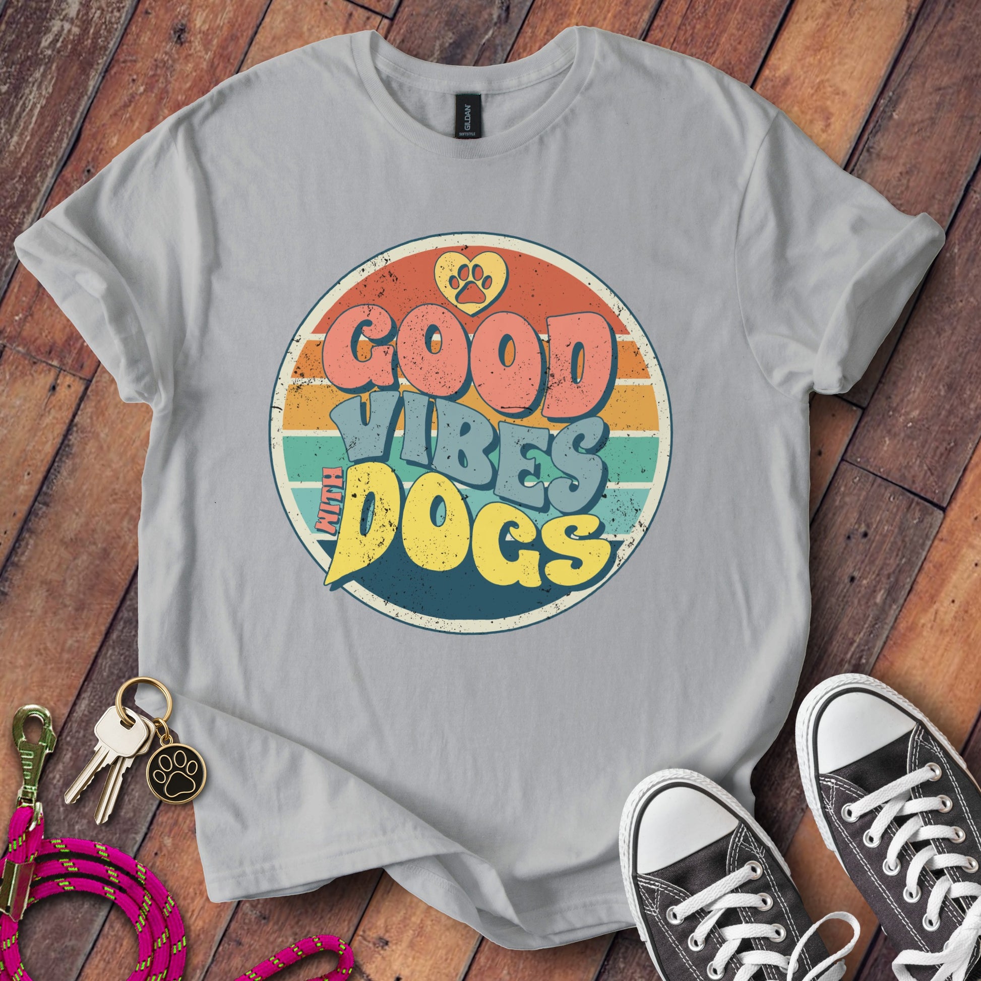 Good Vibes with Dogs Vintage Graphic T-Shirt product