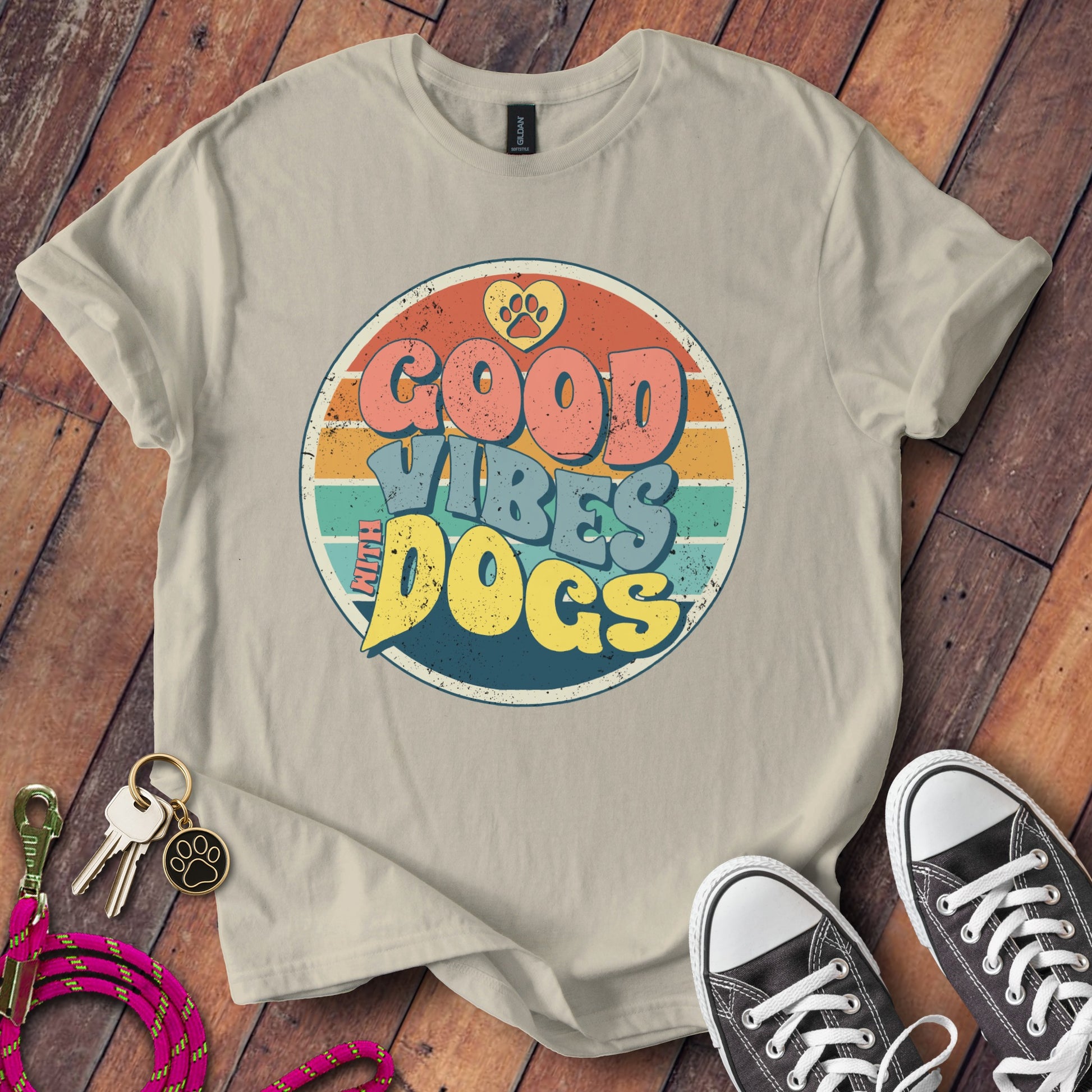 Retro Good Vibes with Dogs Graphic Tee product