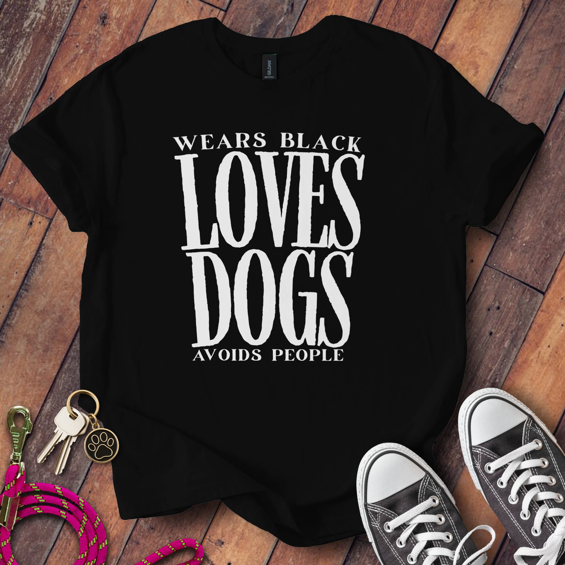 Wears Black Loves Dogs Avoids People T-shirt product