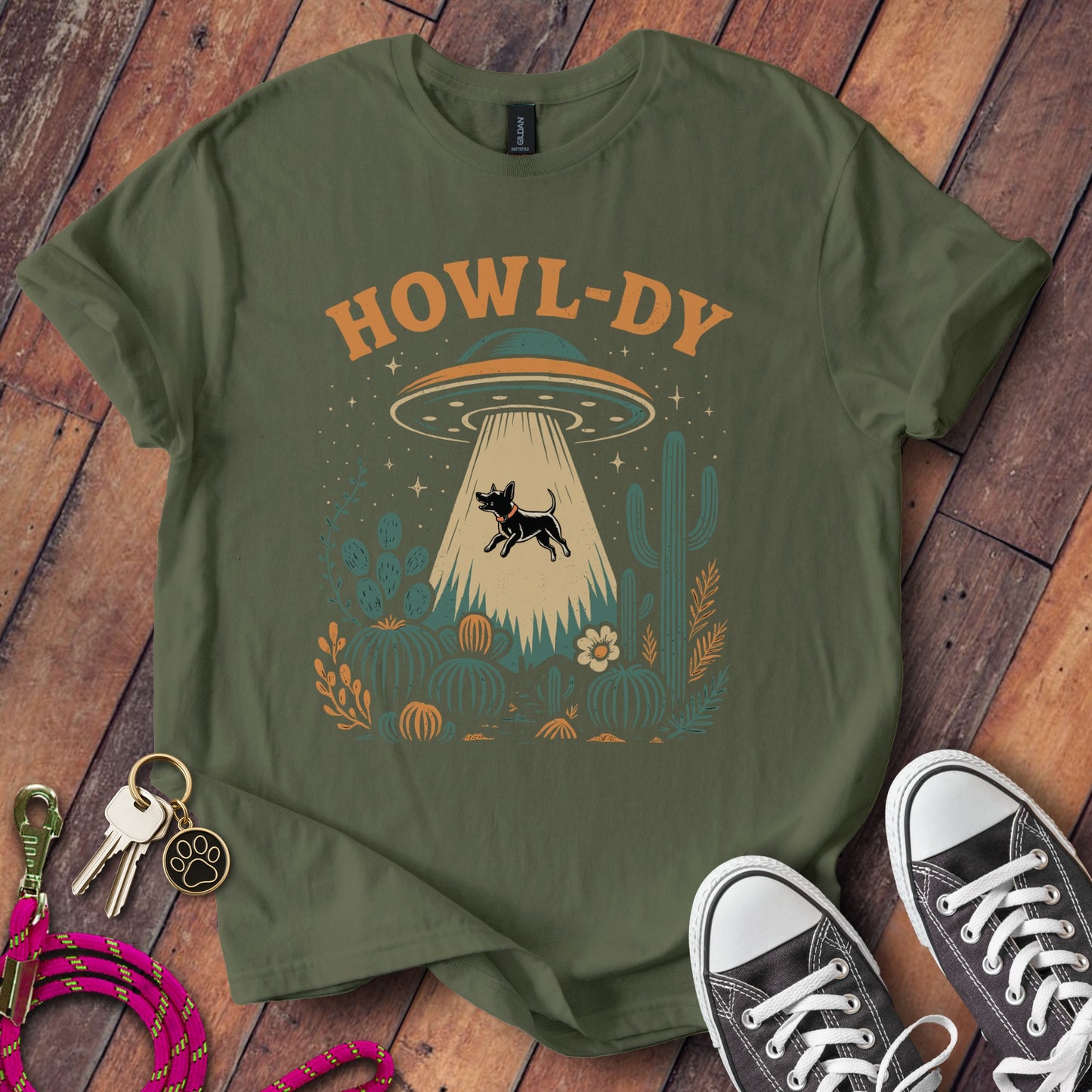 UFO Dog Desert Illustration HOWL-DY Shirt product type