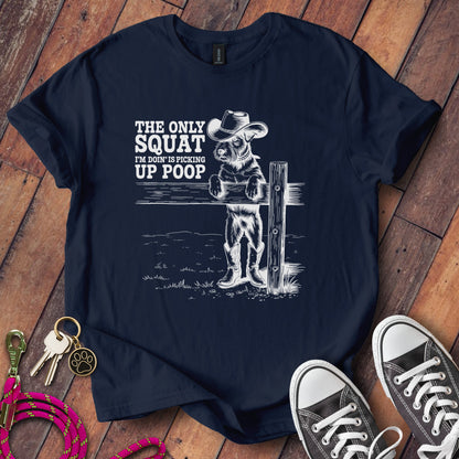 Dog Cowboy Graphic Tee with Humorous Squat Poop T-shirt