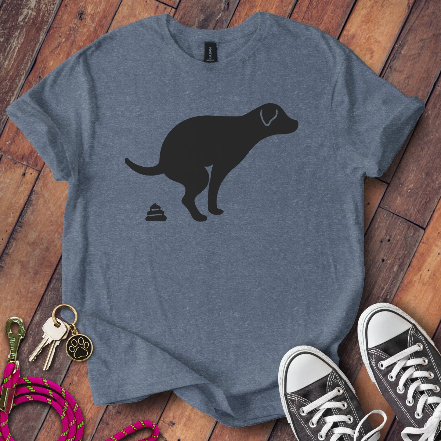 Funny Dog Pooping Silhouette Graphic T-Shirt product