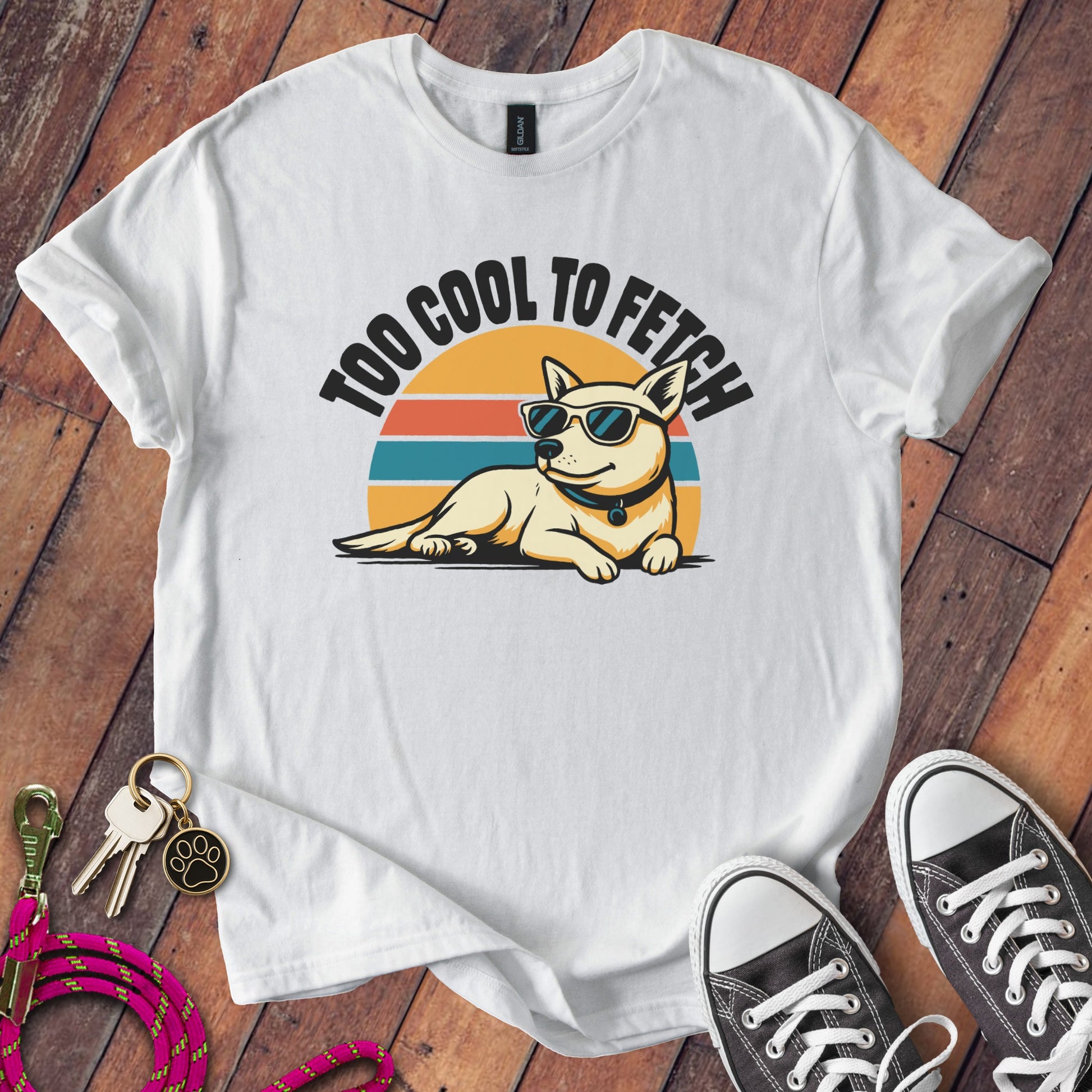 Too Cool to Fetch Dog in Sunglasses T-Shirt product type