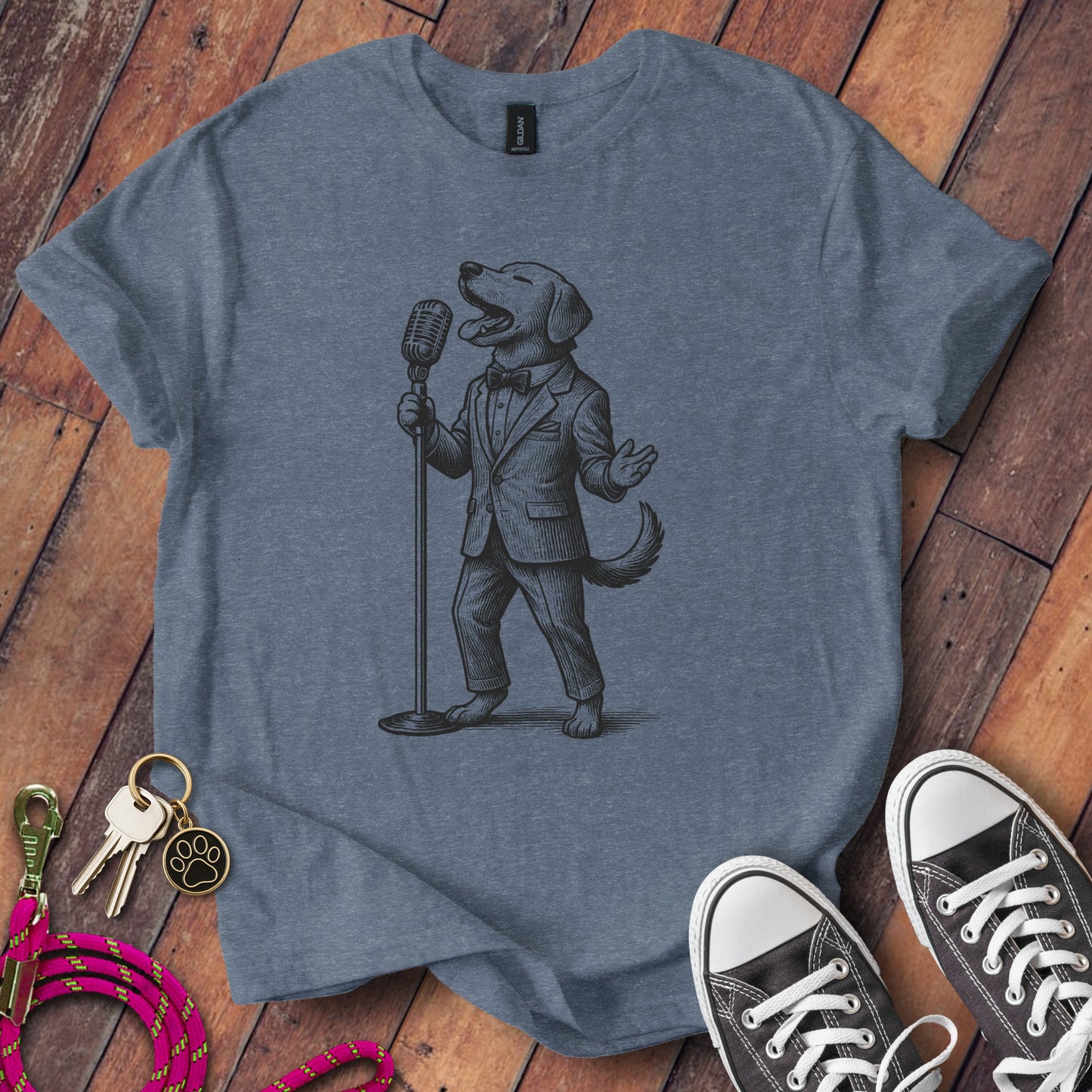 Vintage Singing Dog Graphic Printed T-Shirt product type