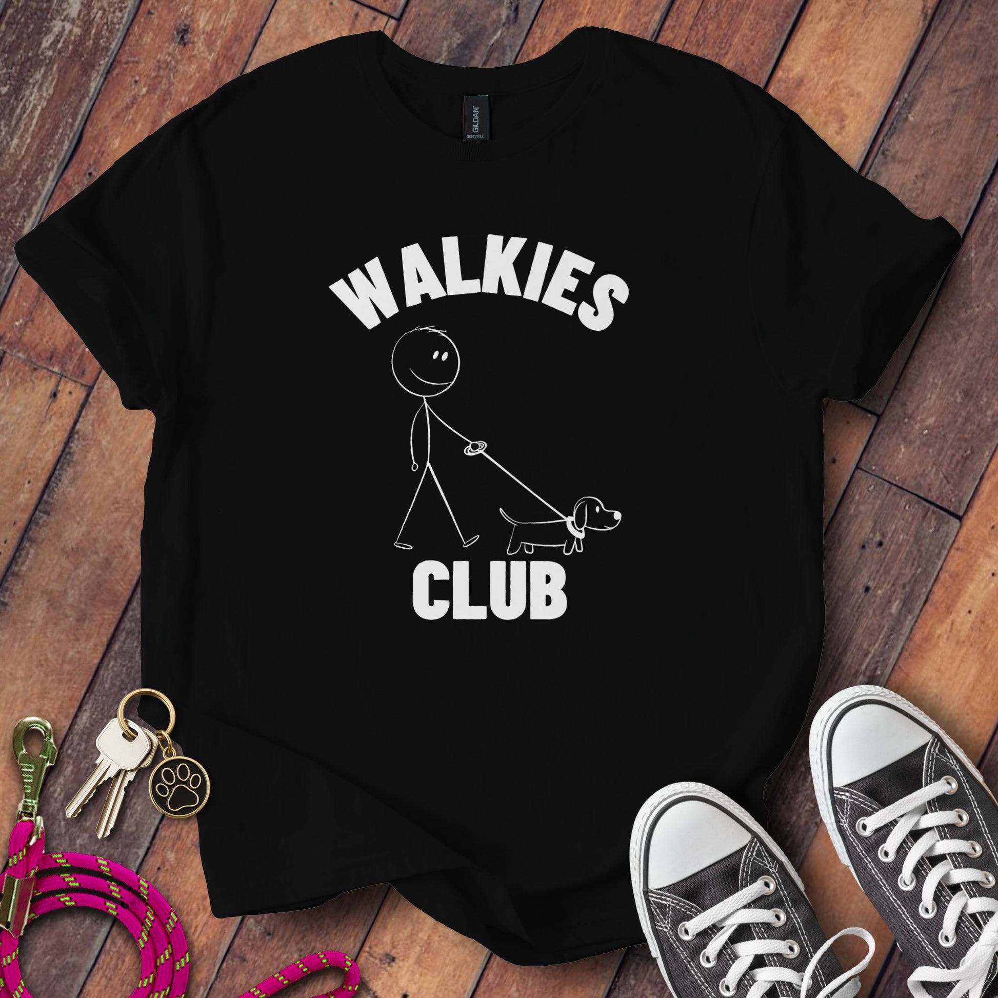 Funny Walkies Club Stick Figure Dog Lover Shirt Product