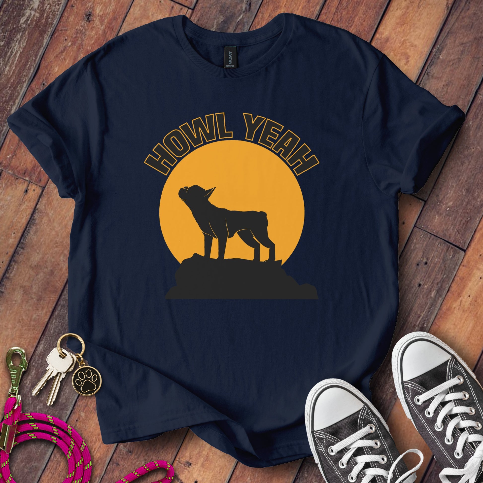 Howl Yeah Illustration on Black T Shirt product