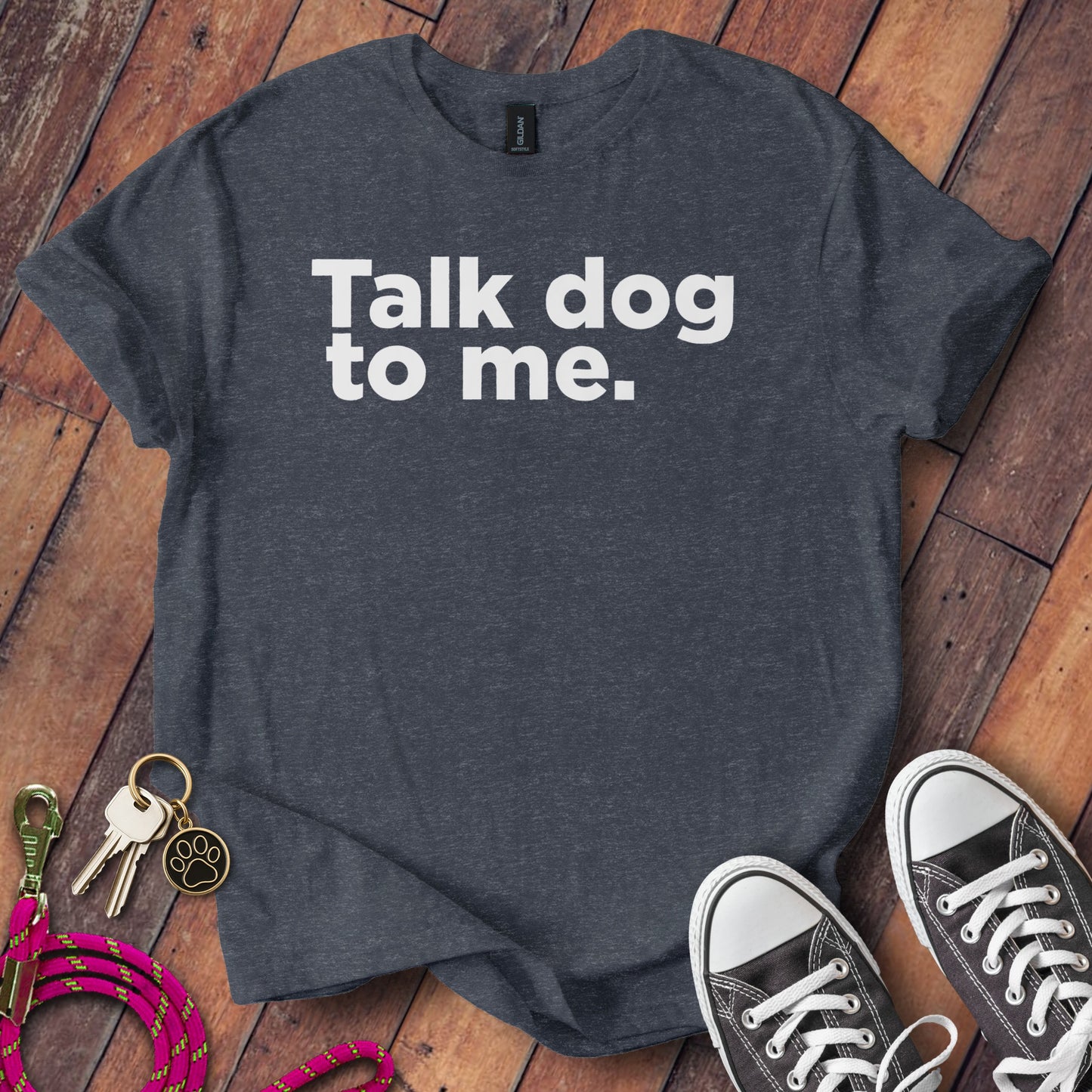 Talk dog to me graphic t-shirt product type