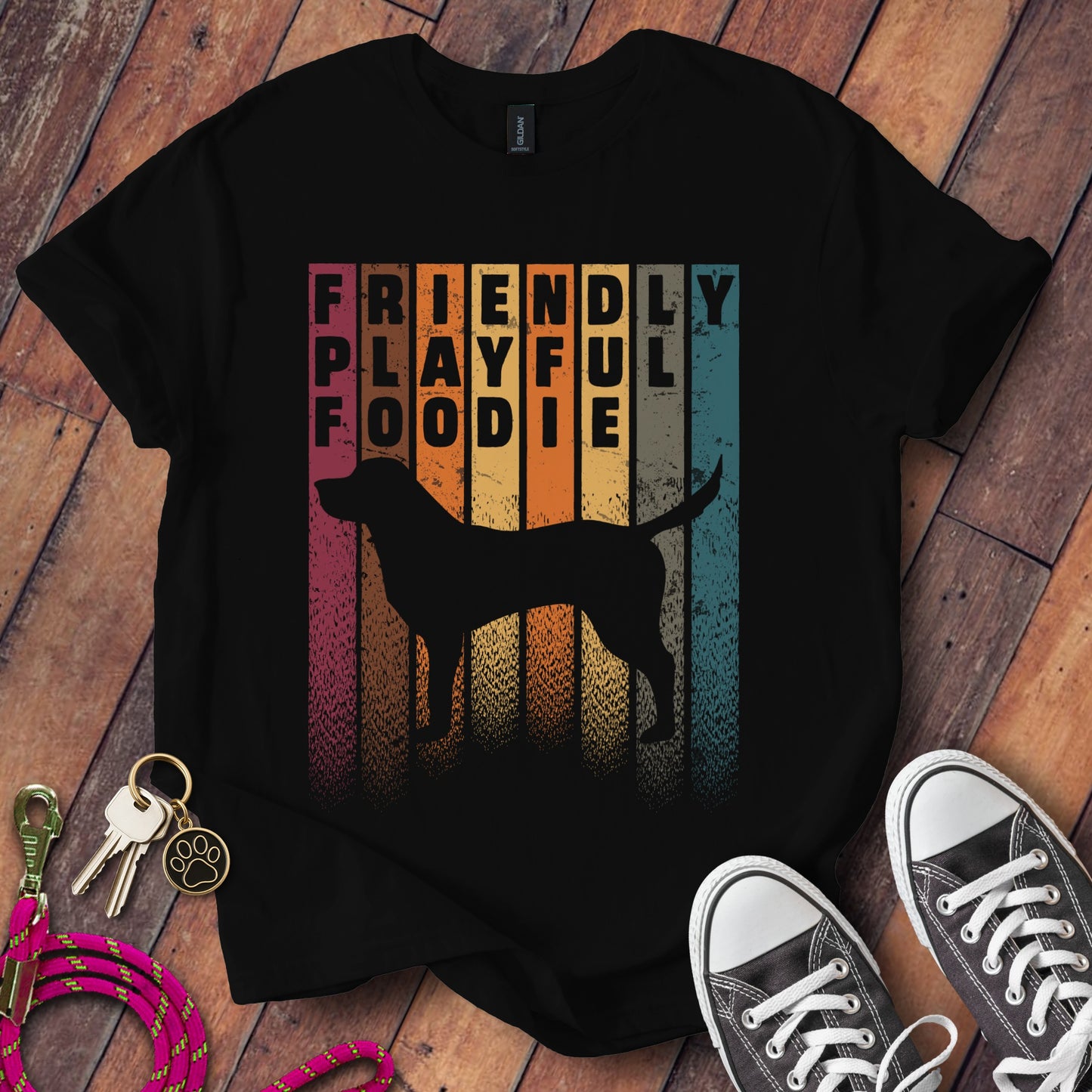 Friendly Playful Foodie Retro Dog Silhouette T-Shirt product