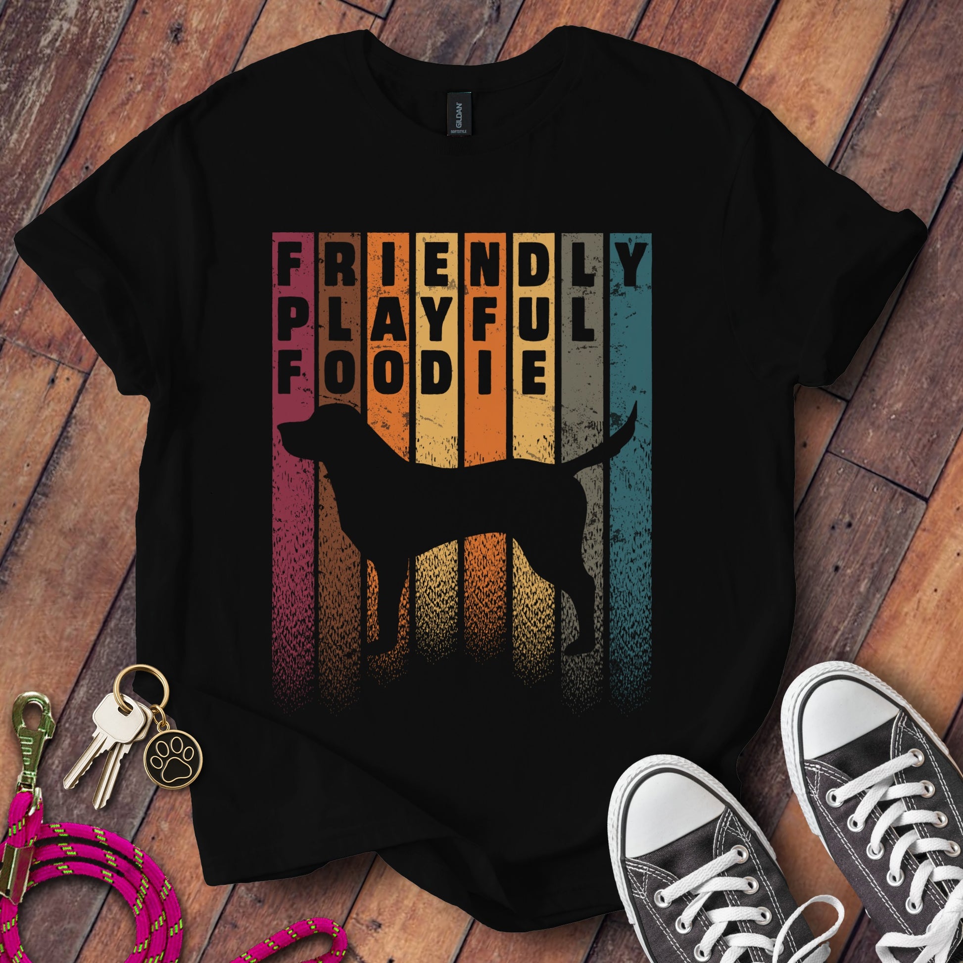 Friendly Playful Foodie Retro Dog Silhouette T-Shirt product