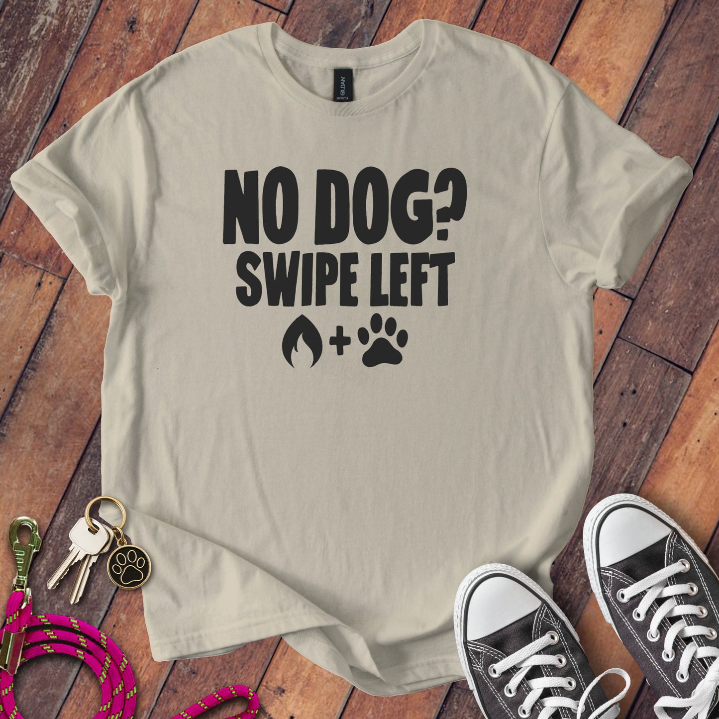 No Dog Swipe Left Statement T-Shirt Product Type