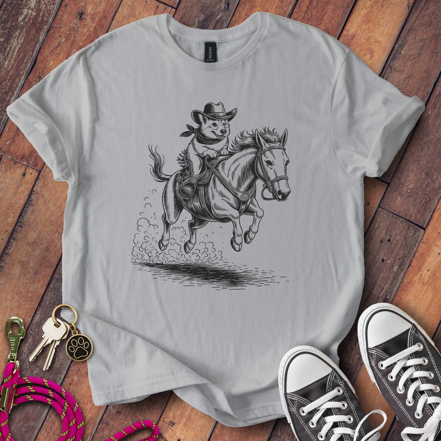 Cowboy Dog Riding Horse Graphic T-Shirt product type