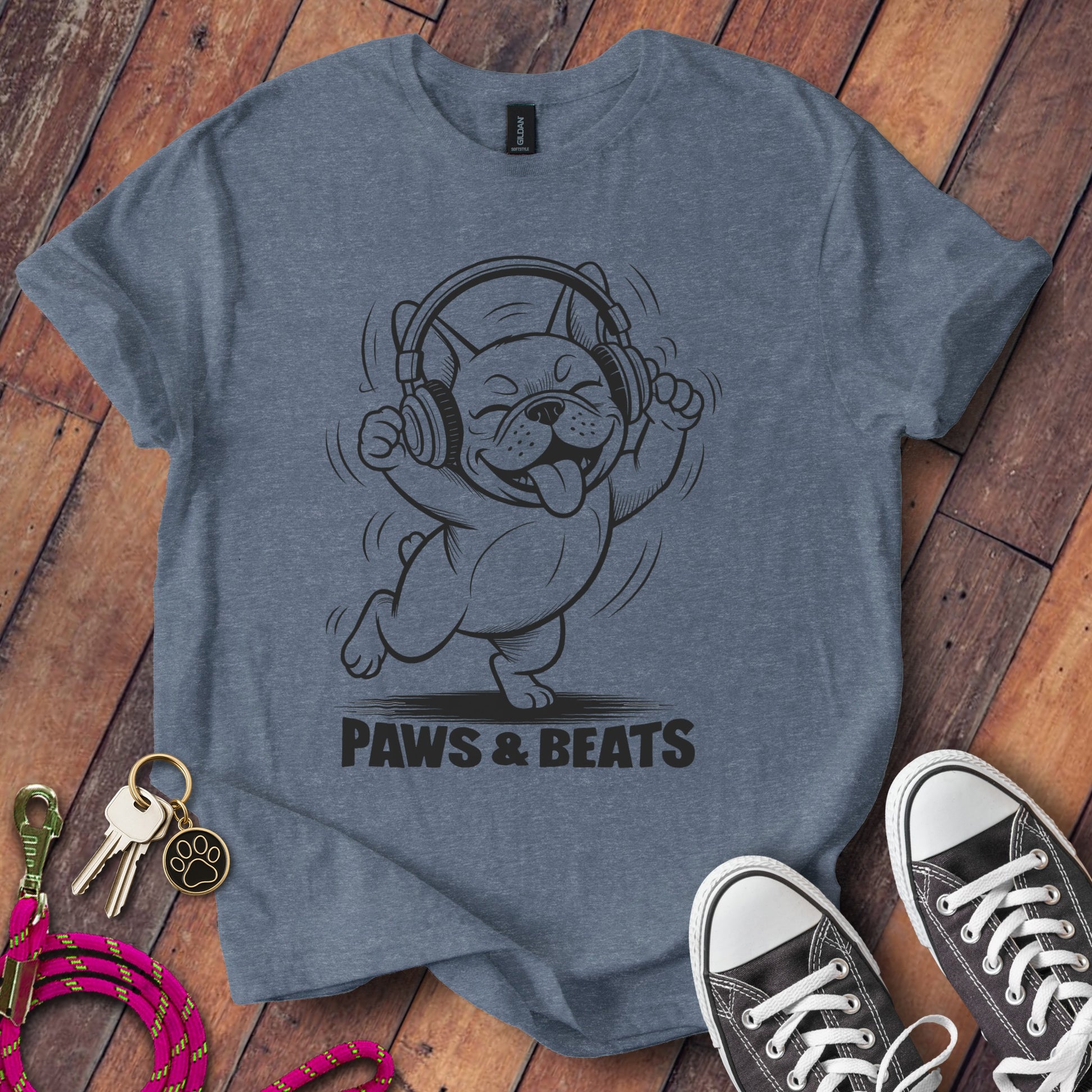 Paws and Beats Graphic Tee Cute Dog T-Shirt product