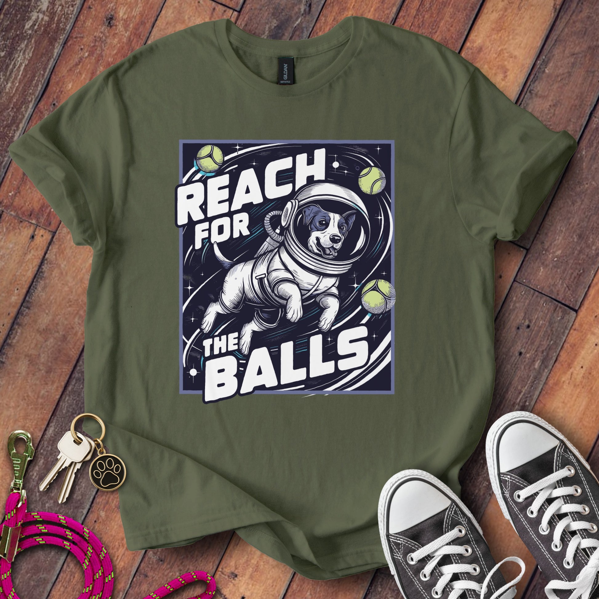 Reach For The Balls Astronaut Dog T-shirt product type