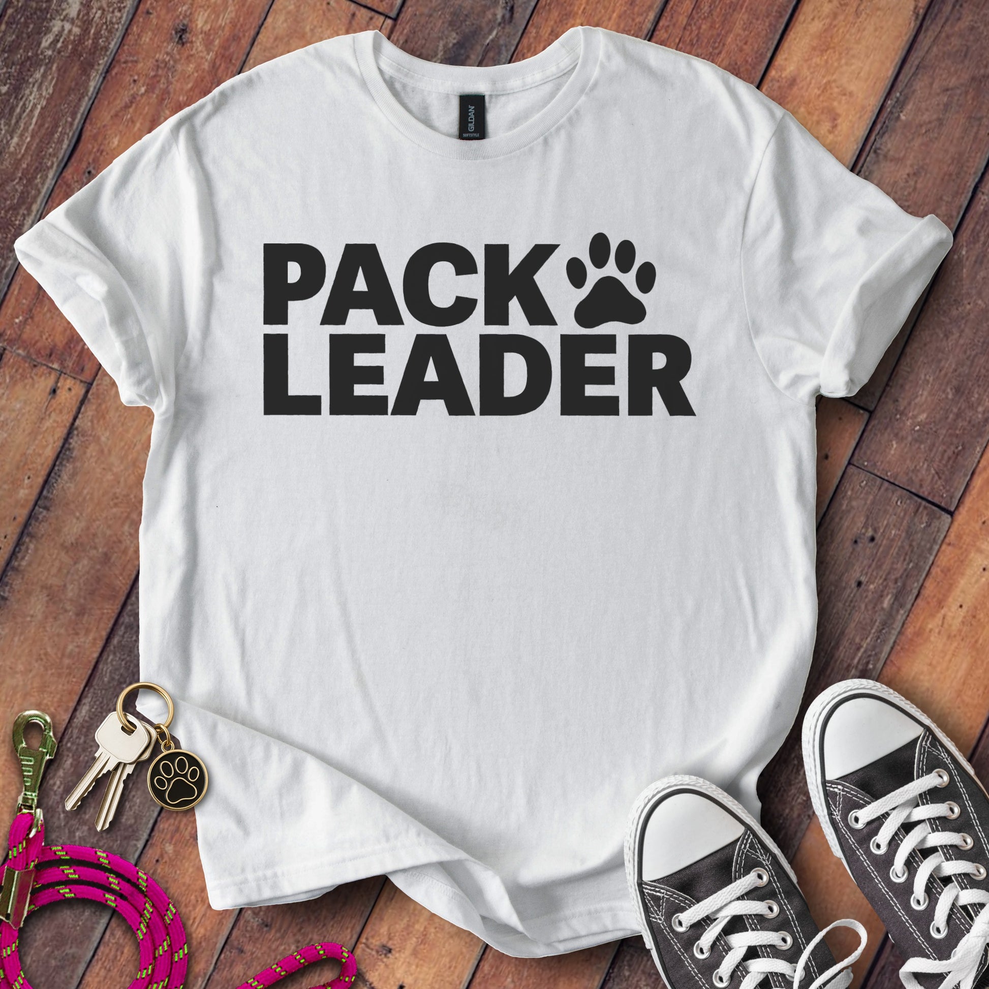 Pack Leader Design on Stylish White T-Shirt product type