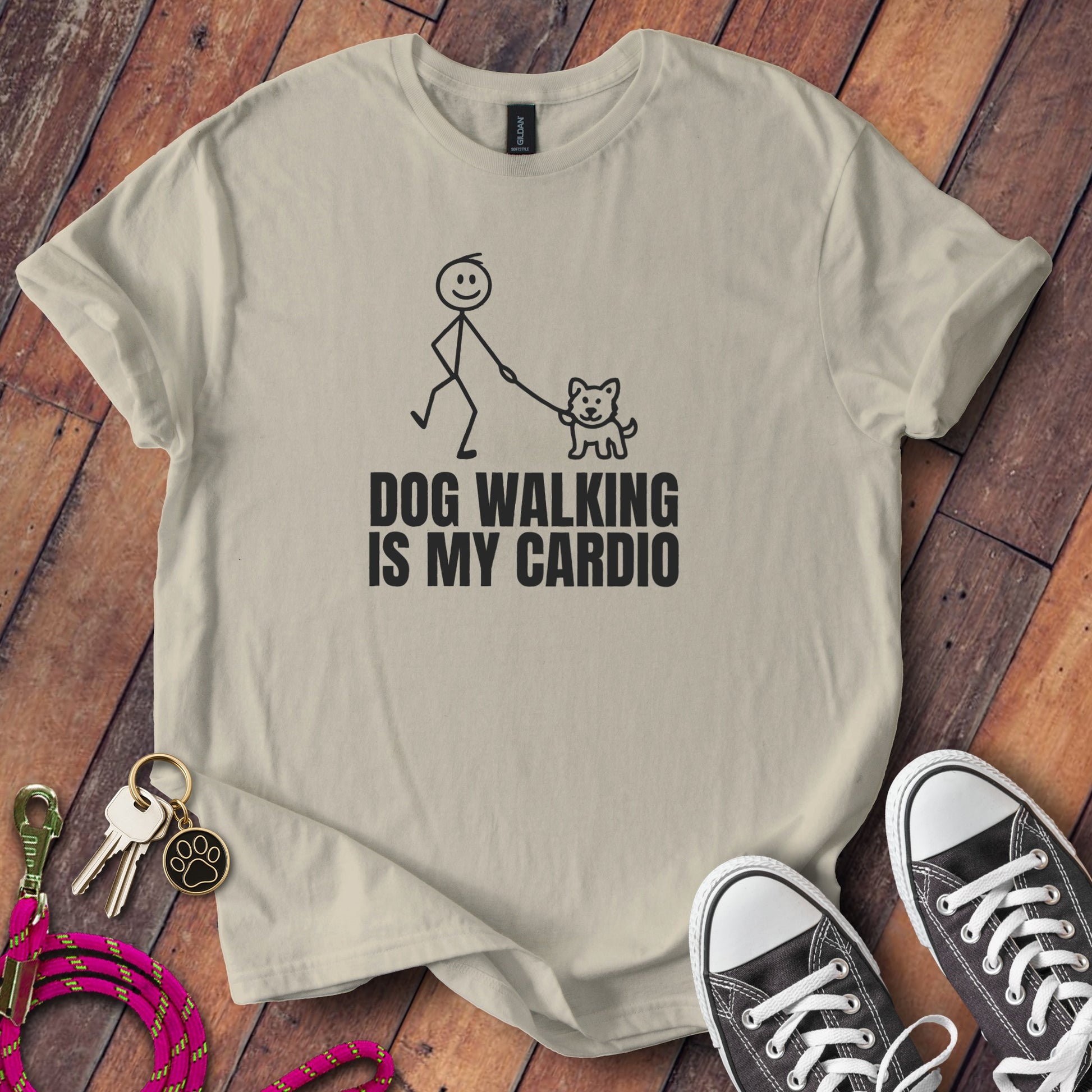Dog Walking Is My Cardio Stick Figure Shirt Product