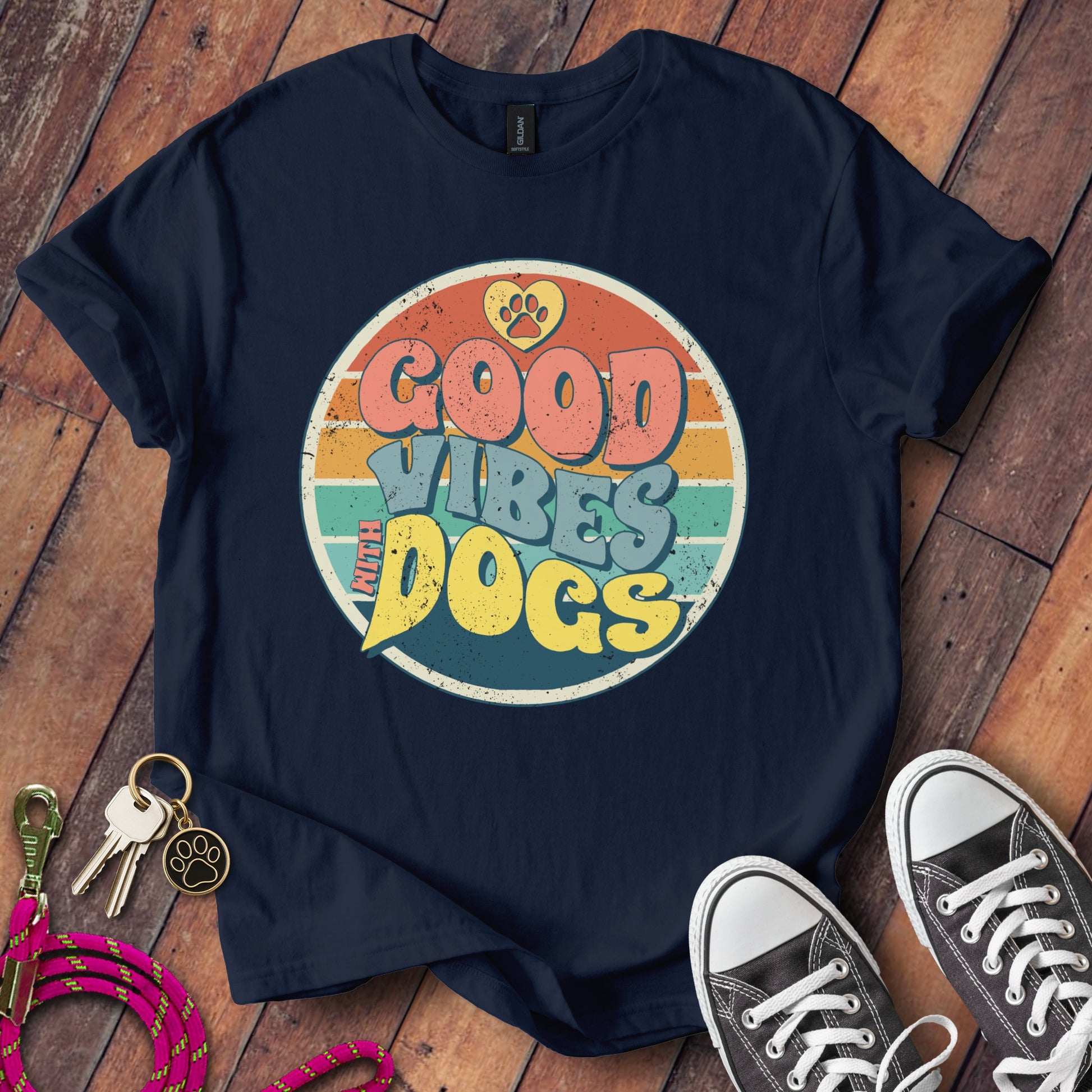 Good Vibes With Dogs Retro Shirt product type
