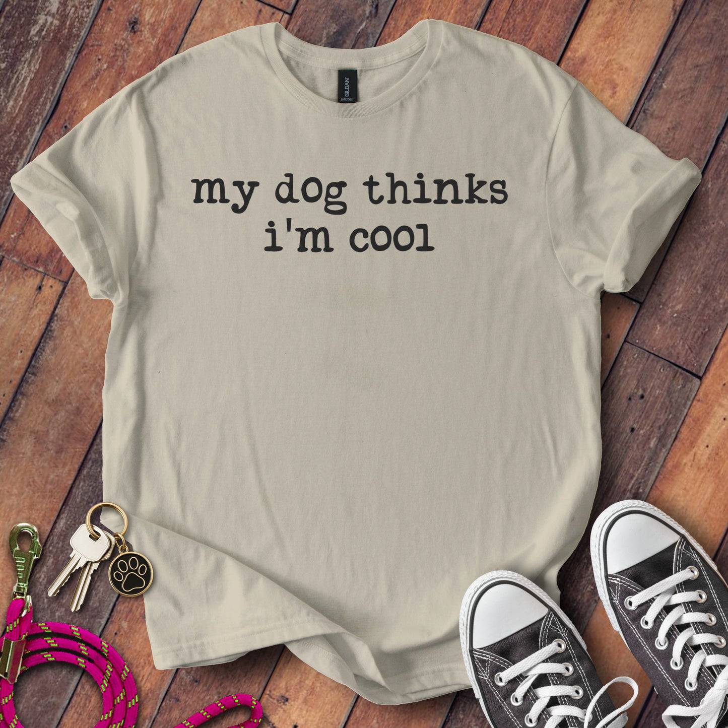 My Dog Thinks I'm Cool Graphic Tee shirt product type
