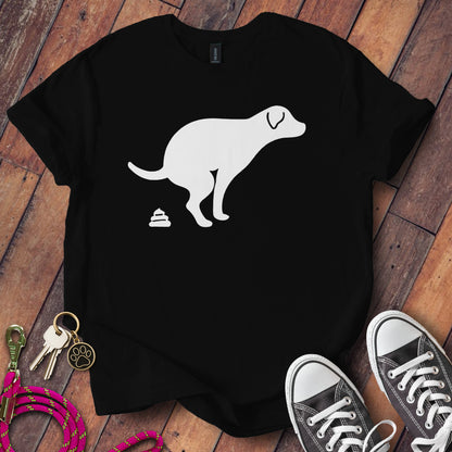 Funny Dog Pooping Graphic T-Shirt for Humorous Product