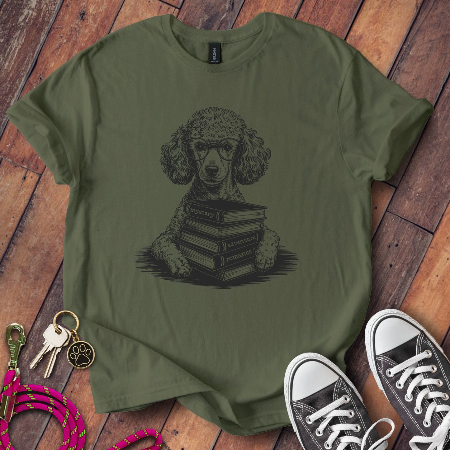 Cute Dog with Glasses and Books Graphic T-shirt product