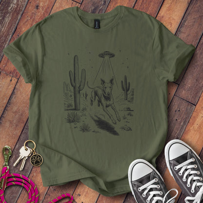 Alien and Dog Desert Scene Graphic T-Shirt product