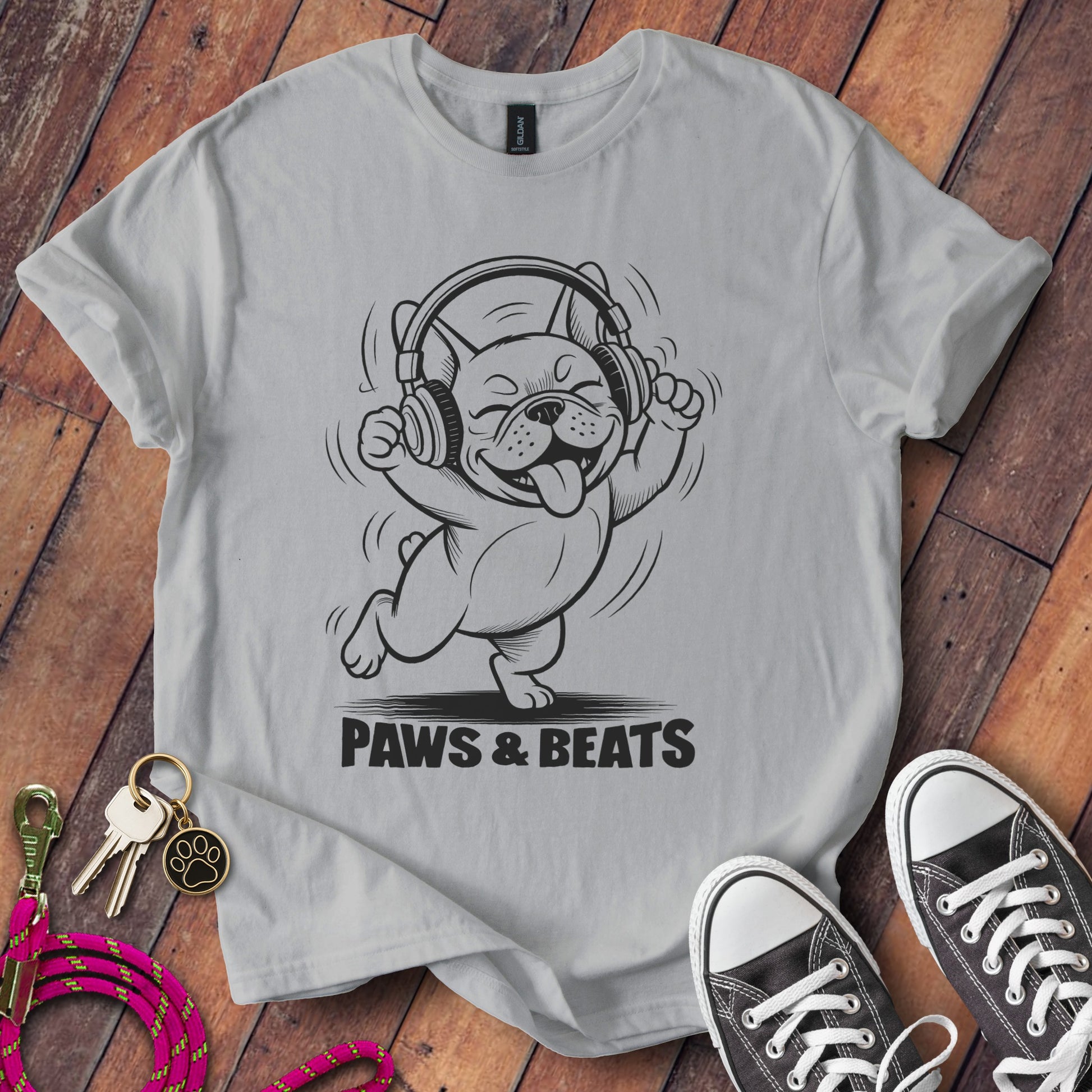 Playful Dog Listening To Music T-shirt product