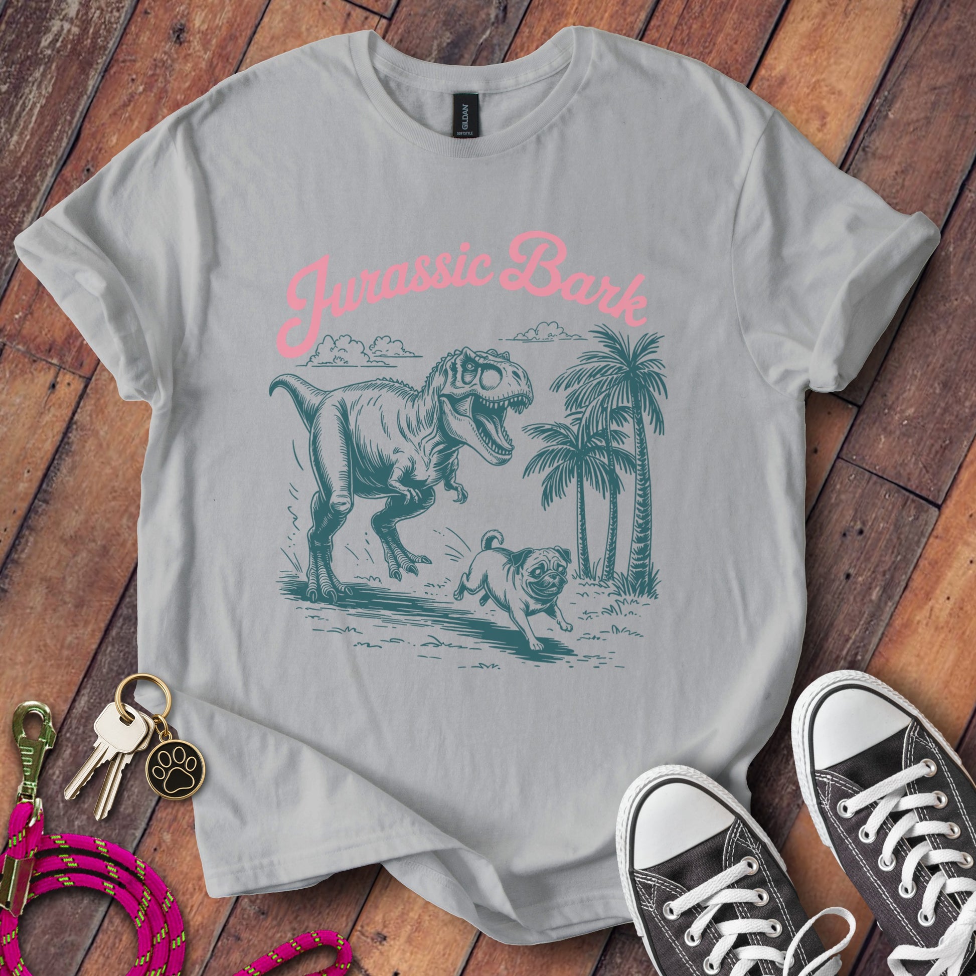 Jurassic Bark Funny Dinosaur and Dog T-Shirt product