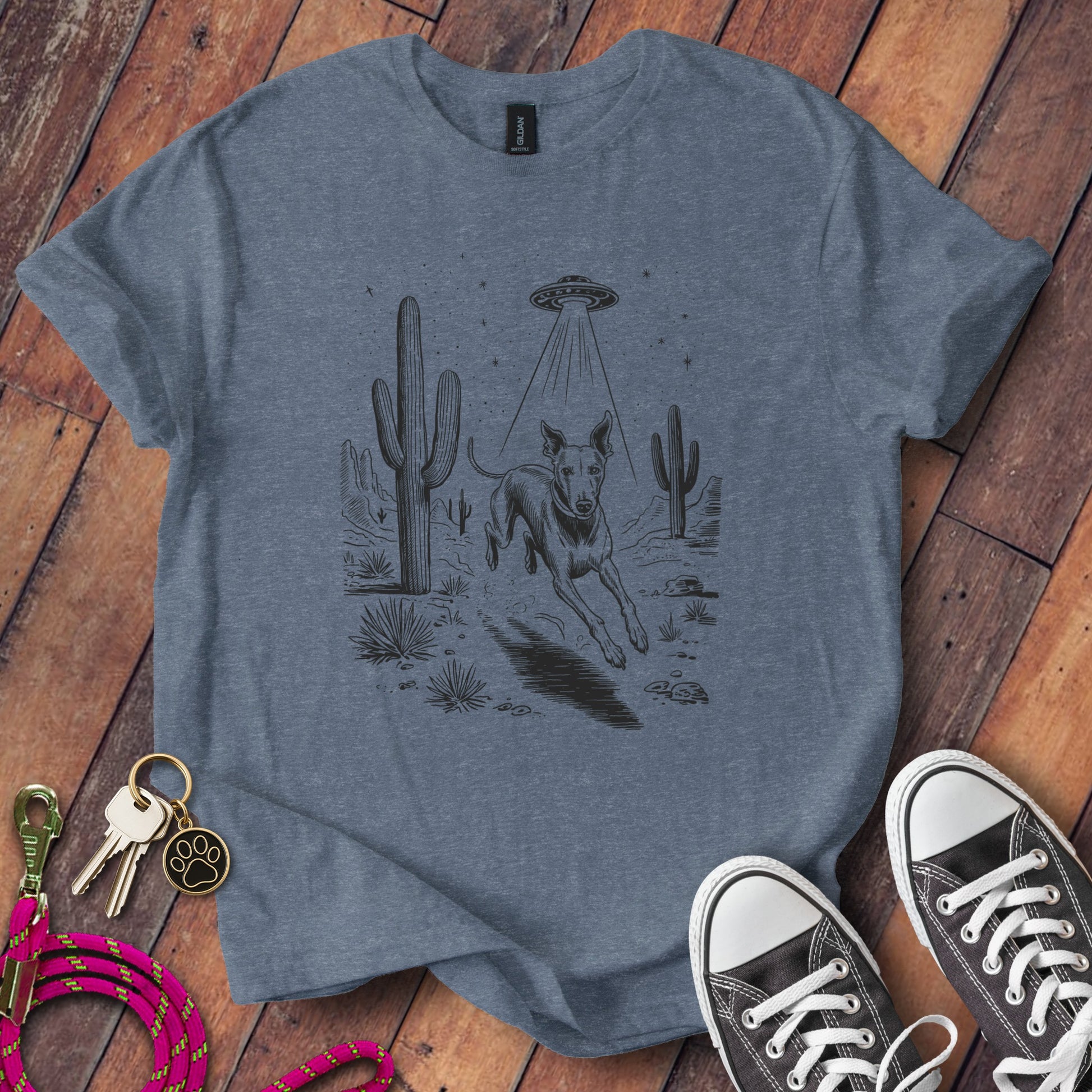 UFO Sighting on Desert with Dog Graphic T-Shirt product type