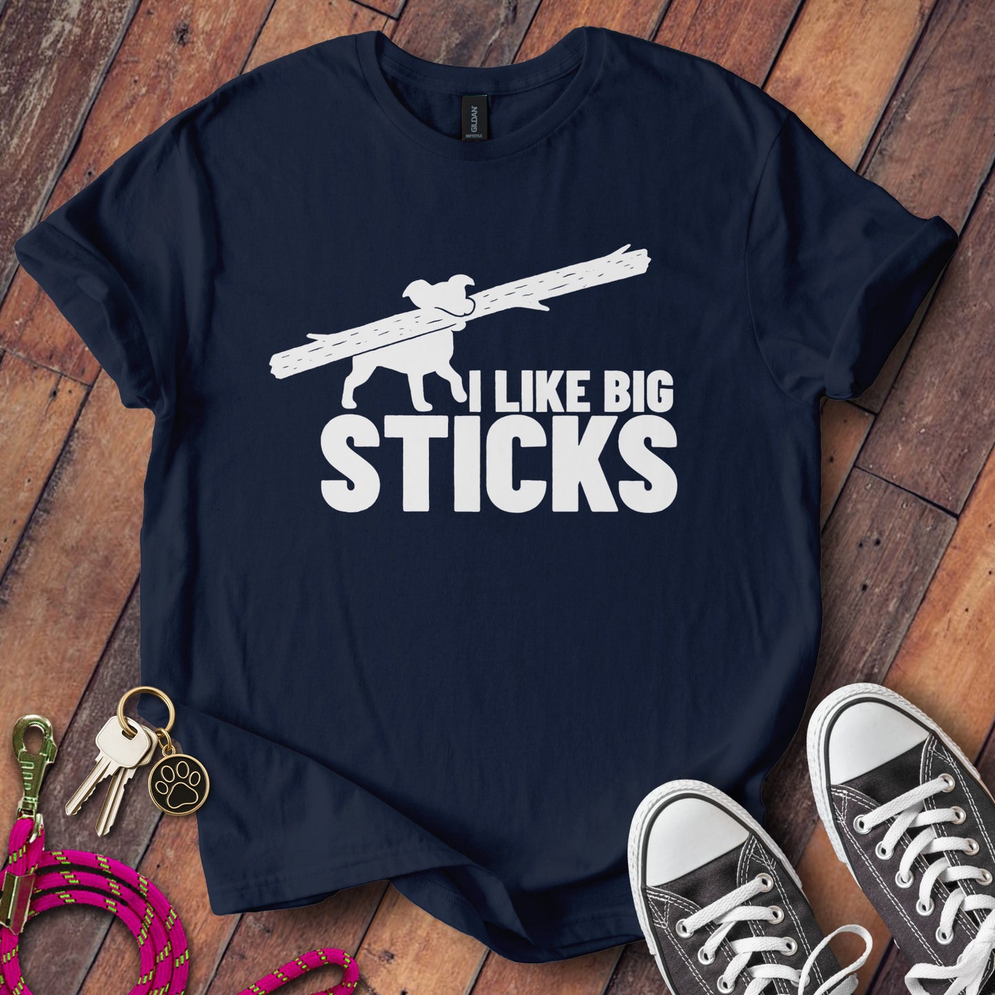 I Like Big Sticks Graphic Tee Shirt Funny Product type