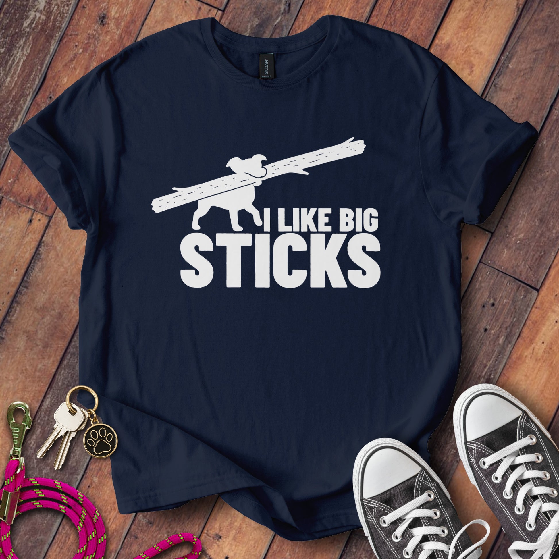 I Like Big Sticks Graphic Tee Shirt Funny Product type