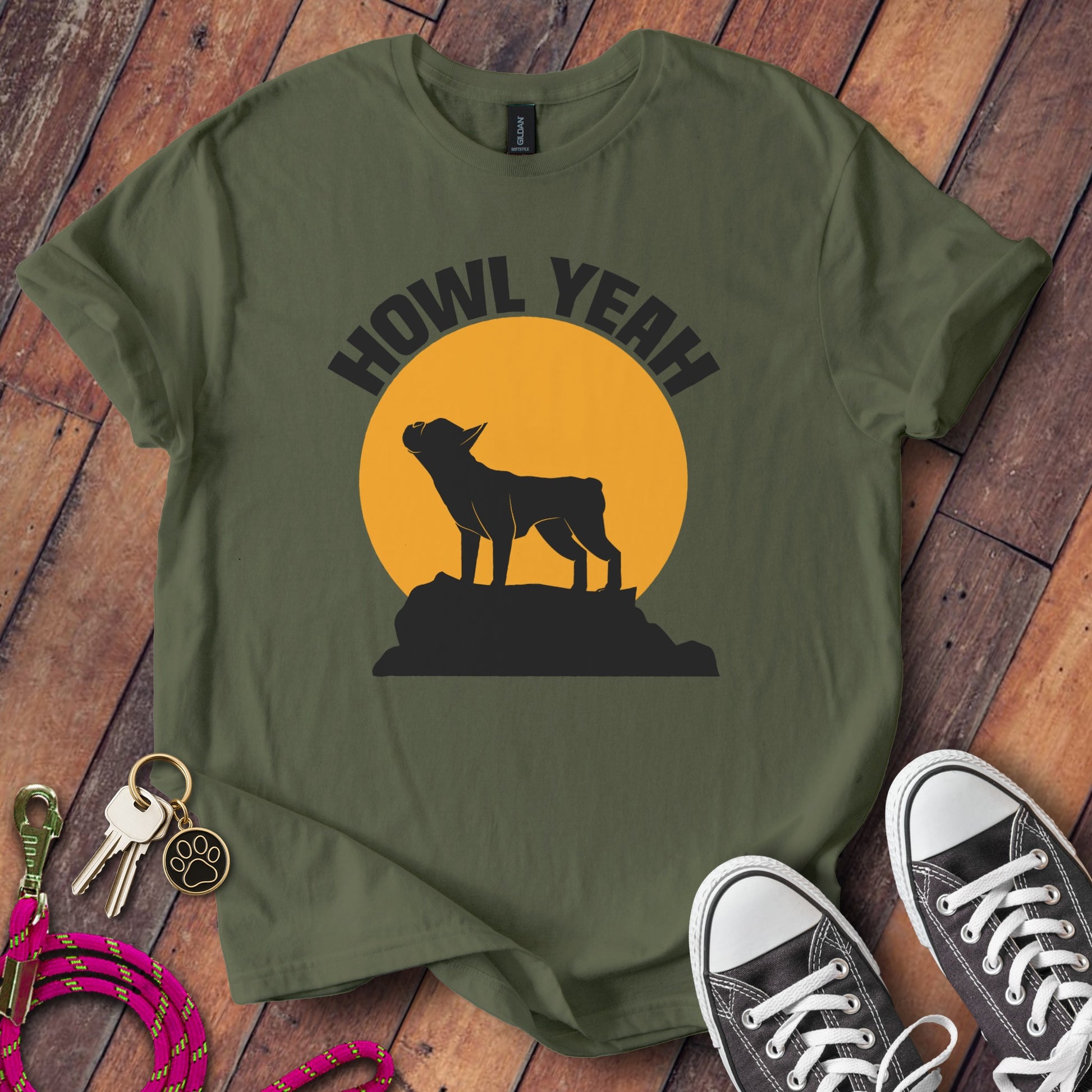 Howl Yeah Wolf Silhouette Graphic T-Shirt product