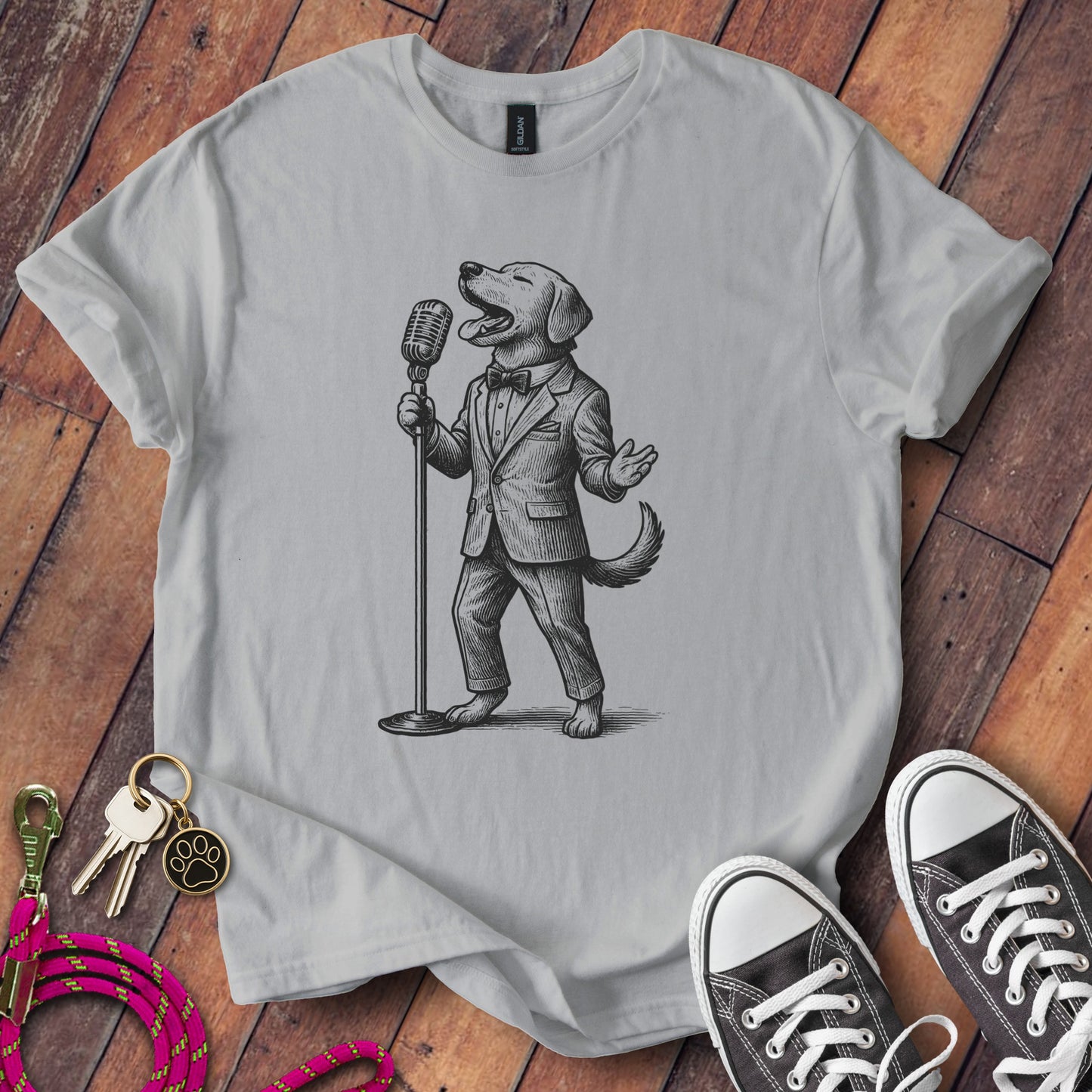 Singing Dog in Suit Design Funny Graphic Tee product